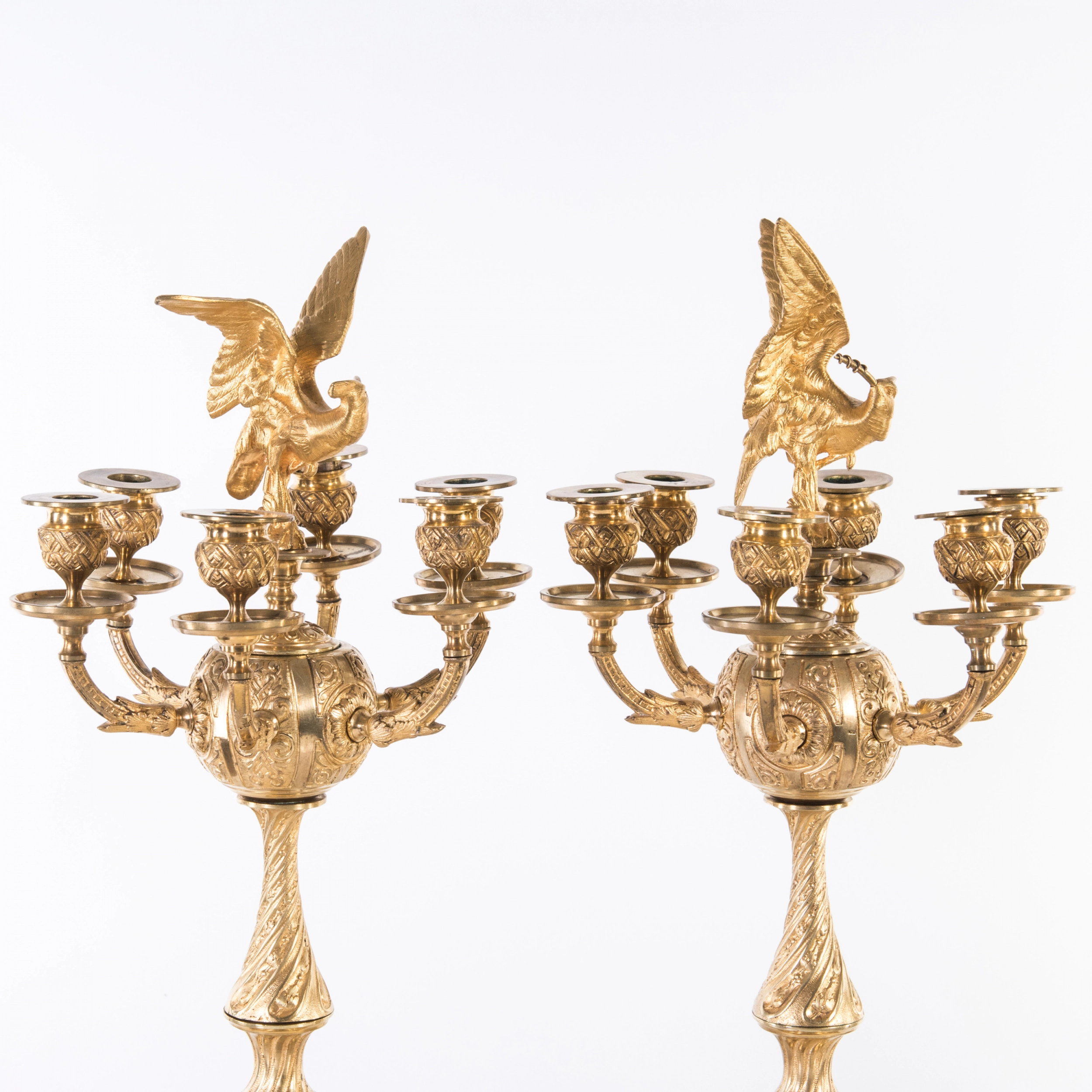  A pair of bronze  candelabra. Russia