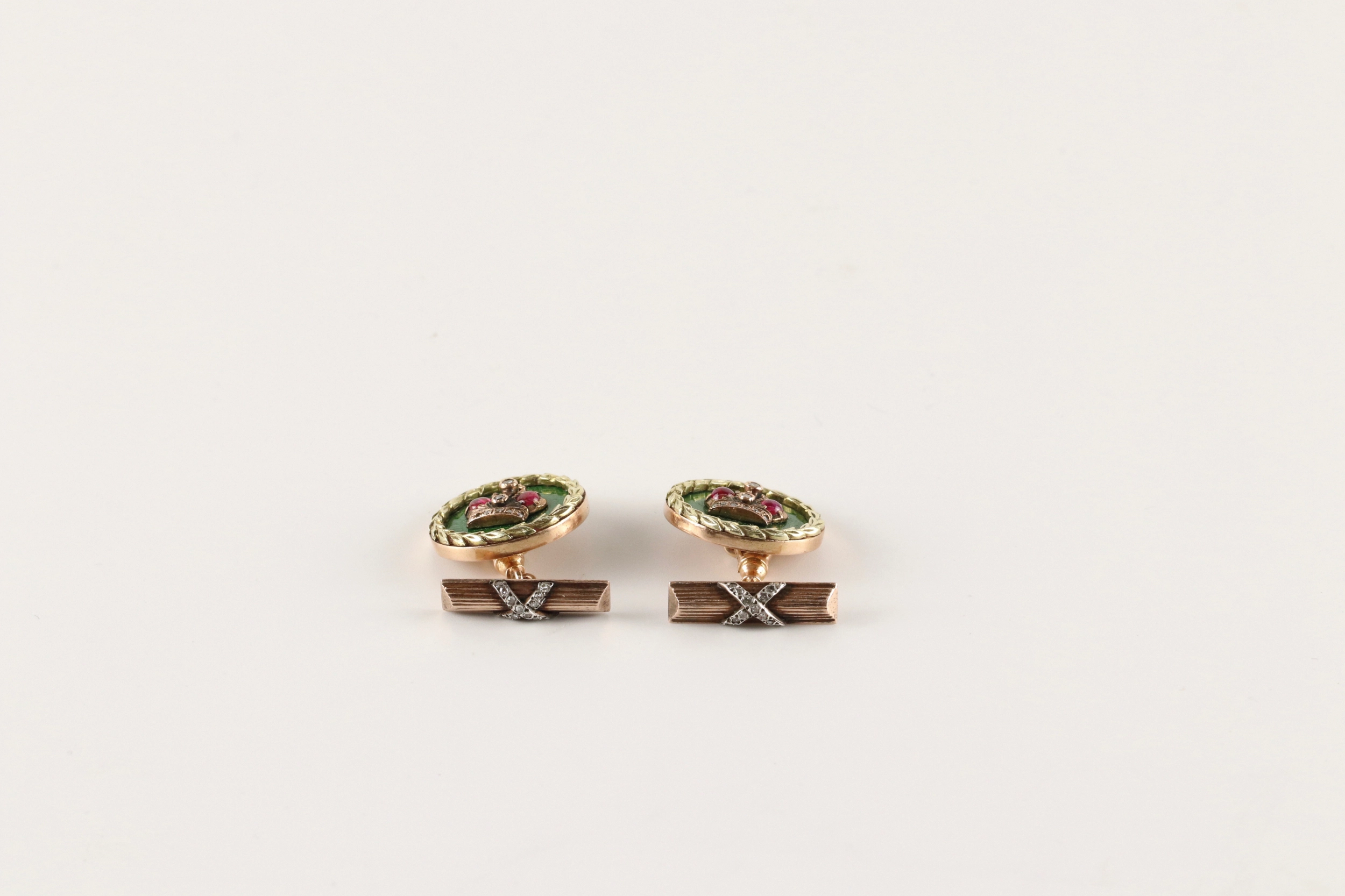 A pair of gold cufflinks