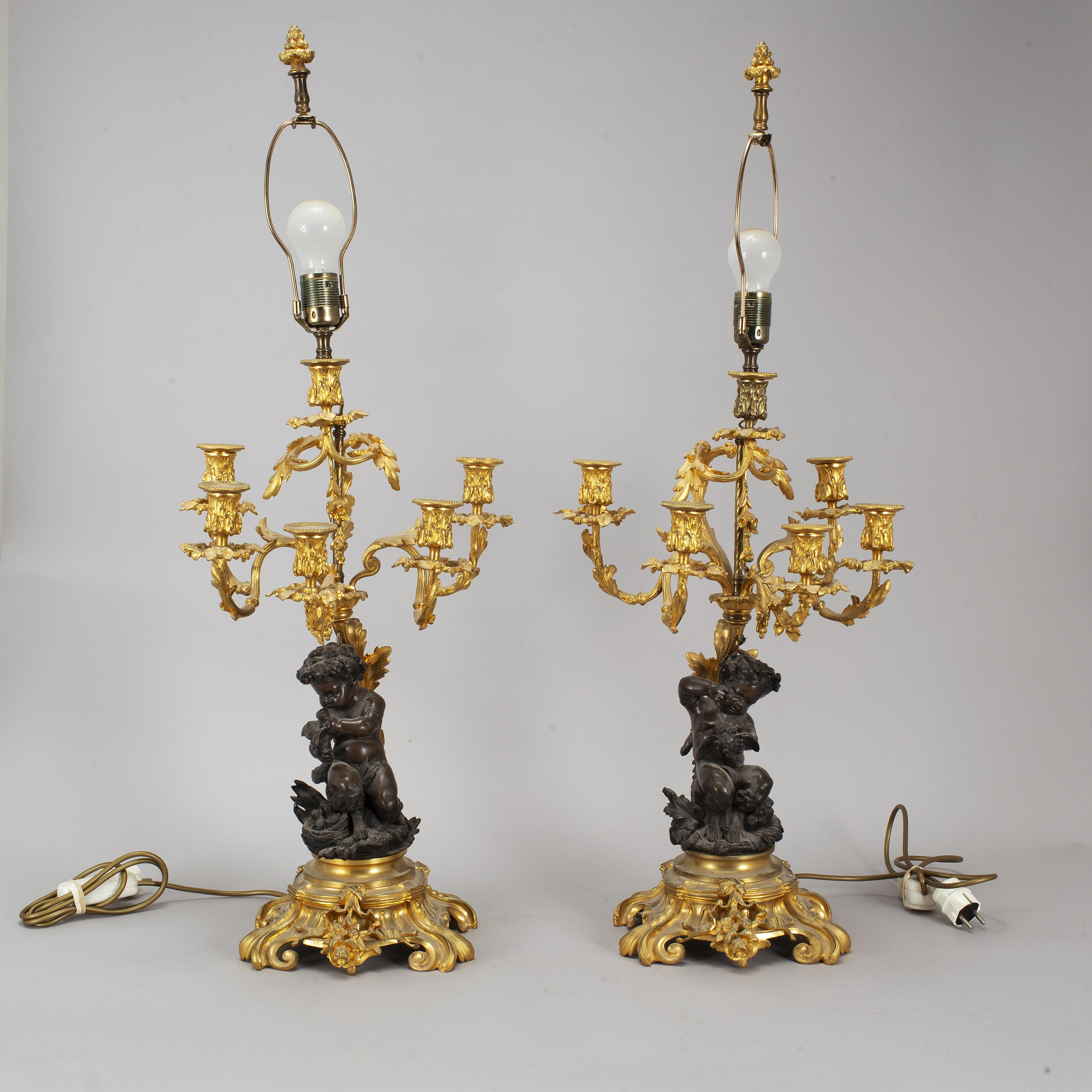 Paire de candelabres rococo en bronze
