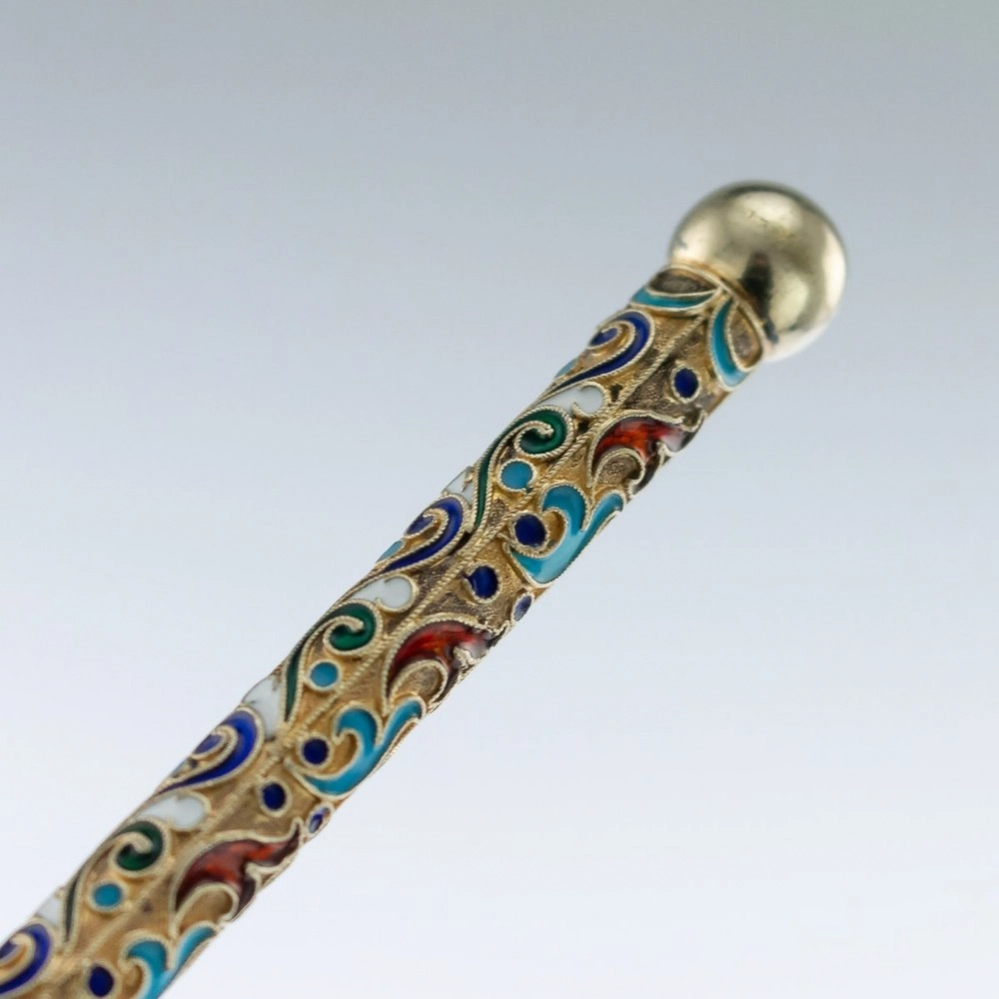 Russian silver-gilt enamel desk set