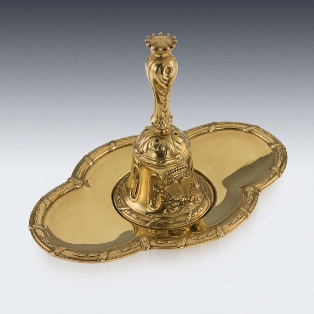 Французский серебряный колокольчик на подставке