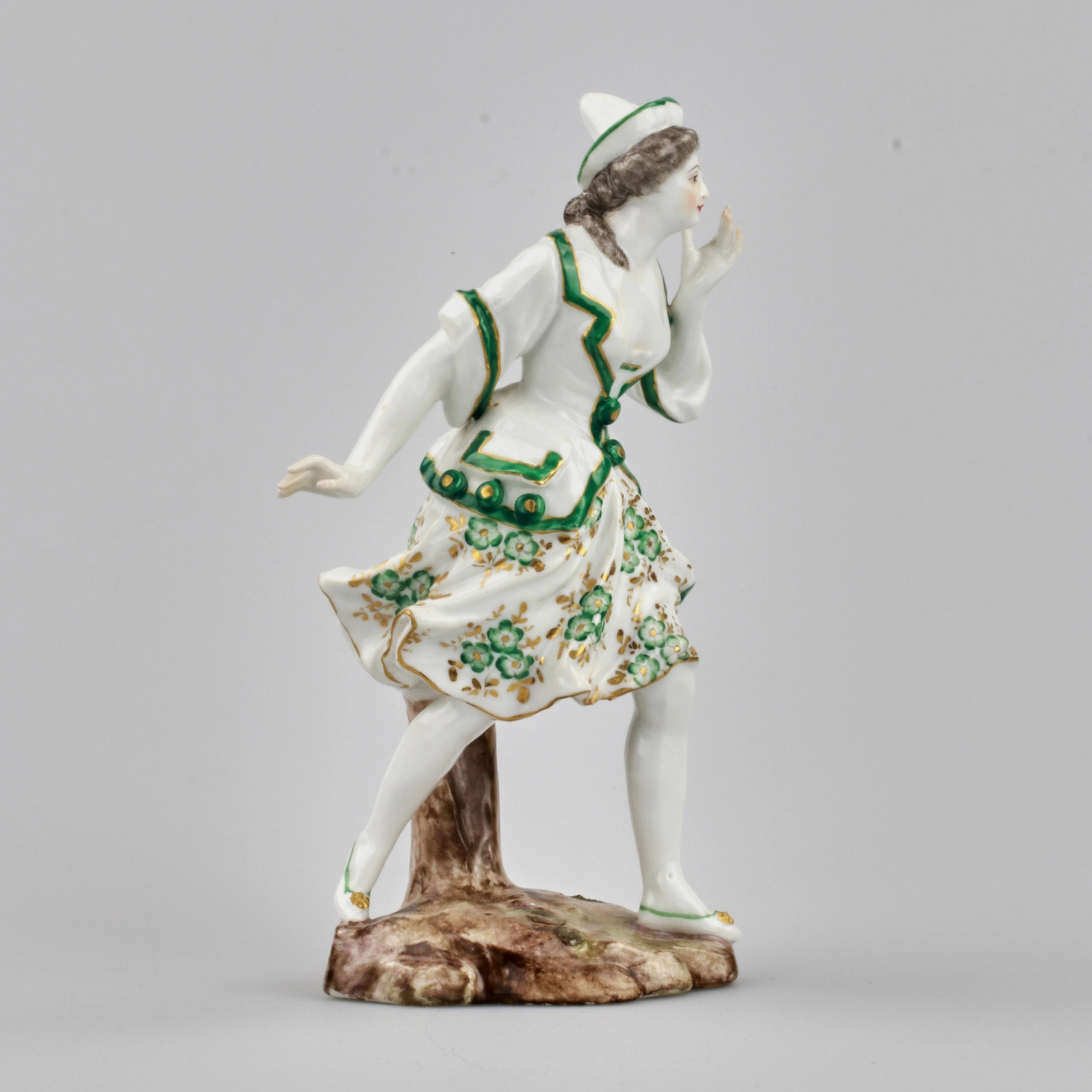 Porcelain figurine Lady in Green. France. 19th century. 