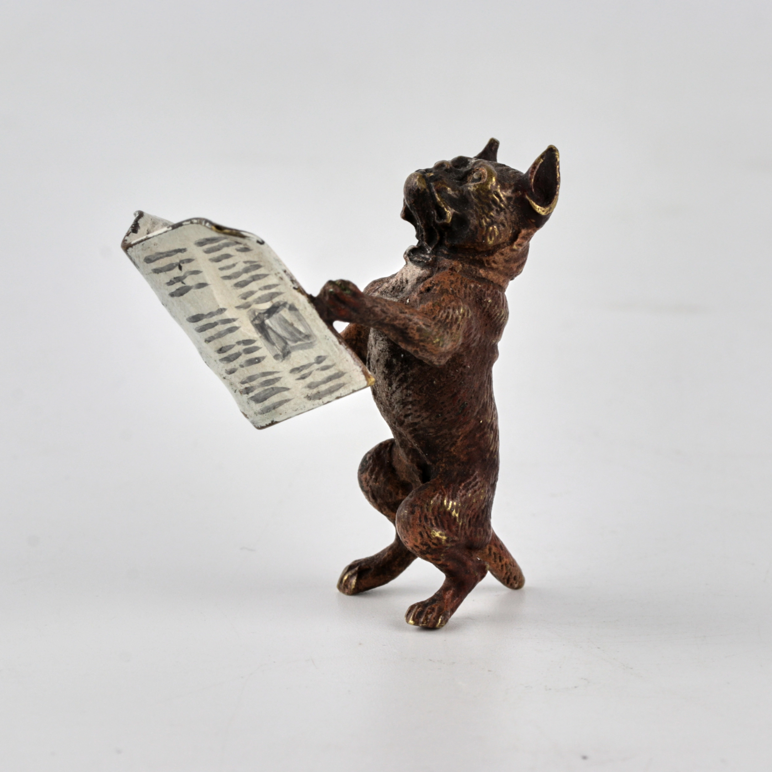 Miniature en bronze de Vienne Chien au journal. 