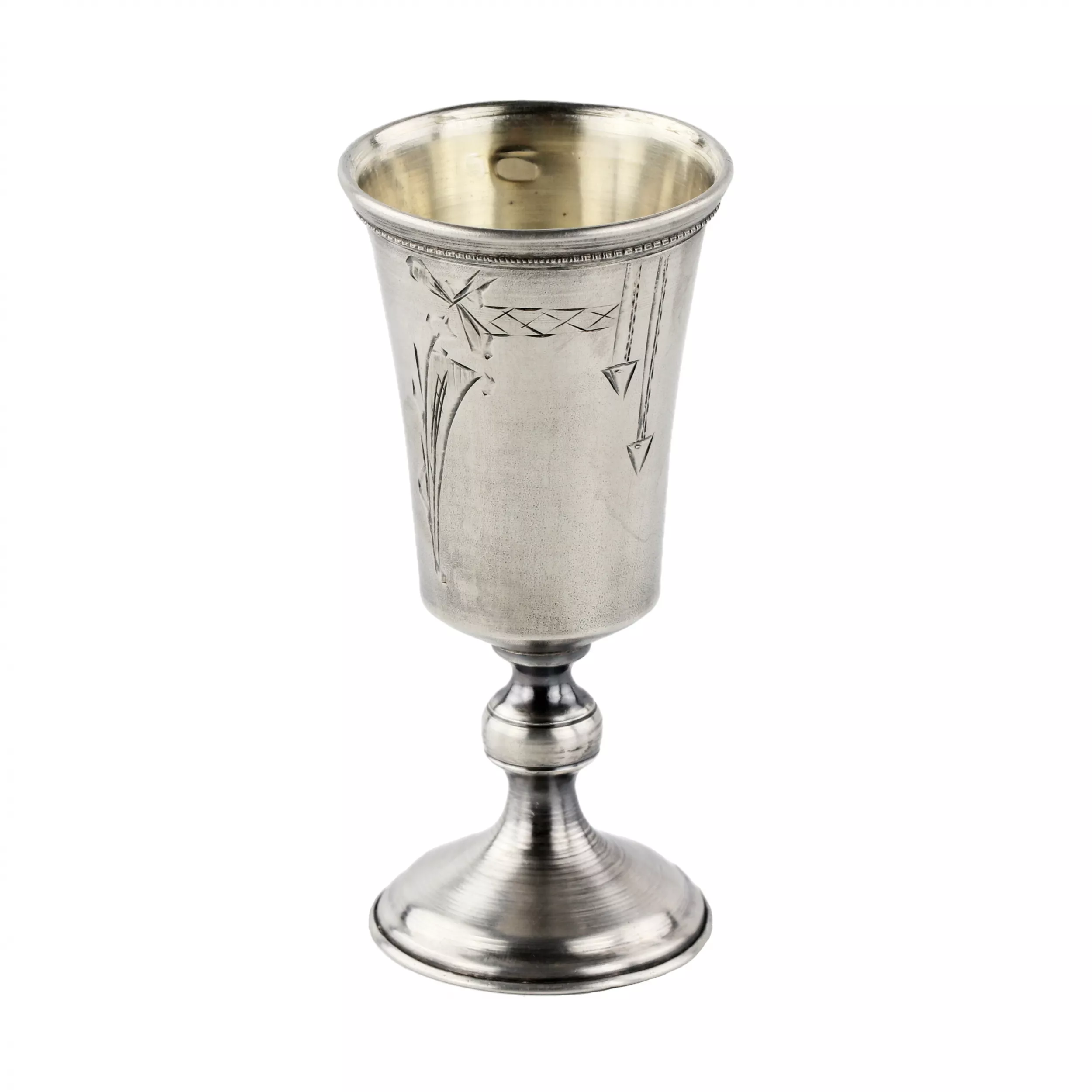 Six verres lettons en argent avec pieds, dans leur propre boîte. 1920-30 