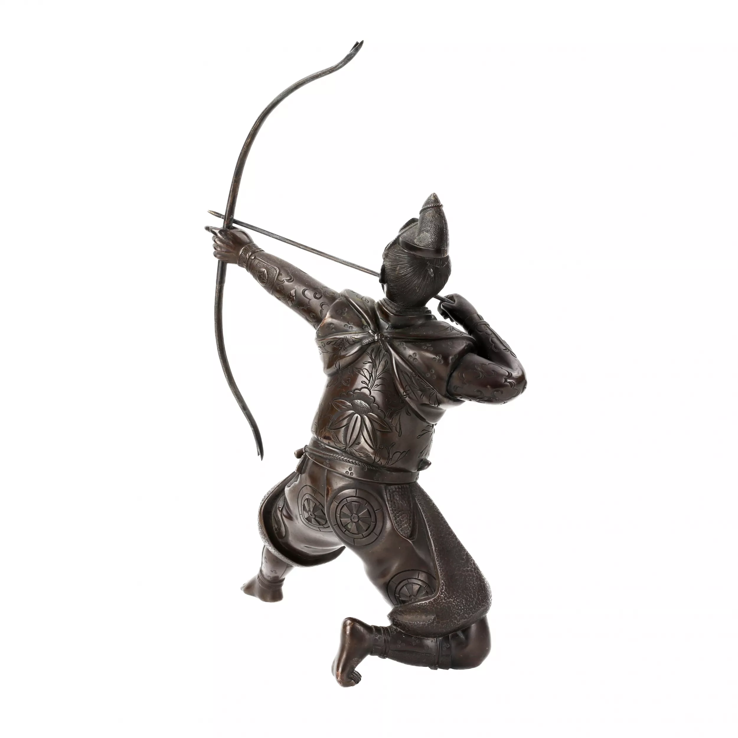 FIGURE JAPONAISE EN BRONZE REPRÉSENTANT UN ARCHER SAMOURAÏ. JAPON, XIXE SIÈCLE