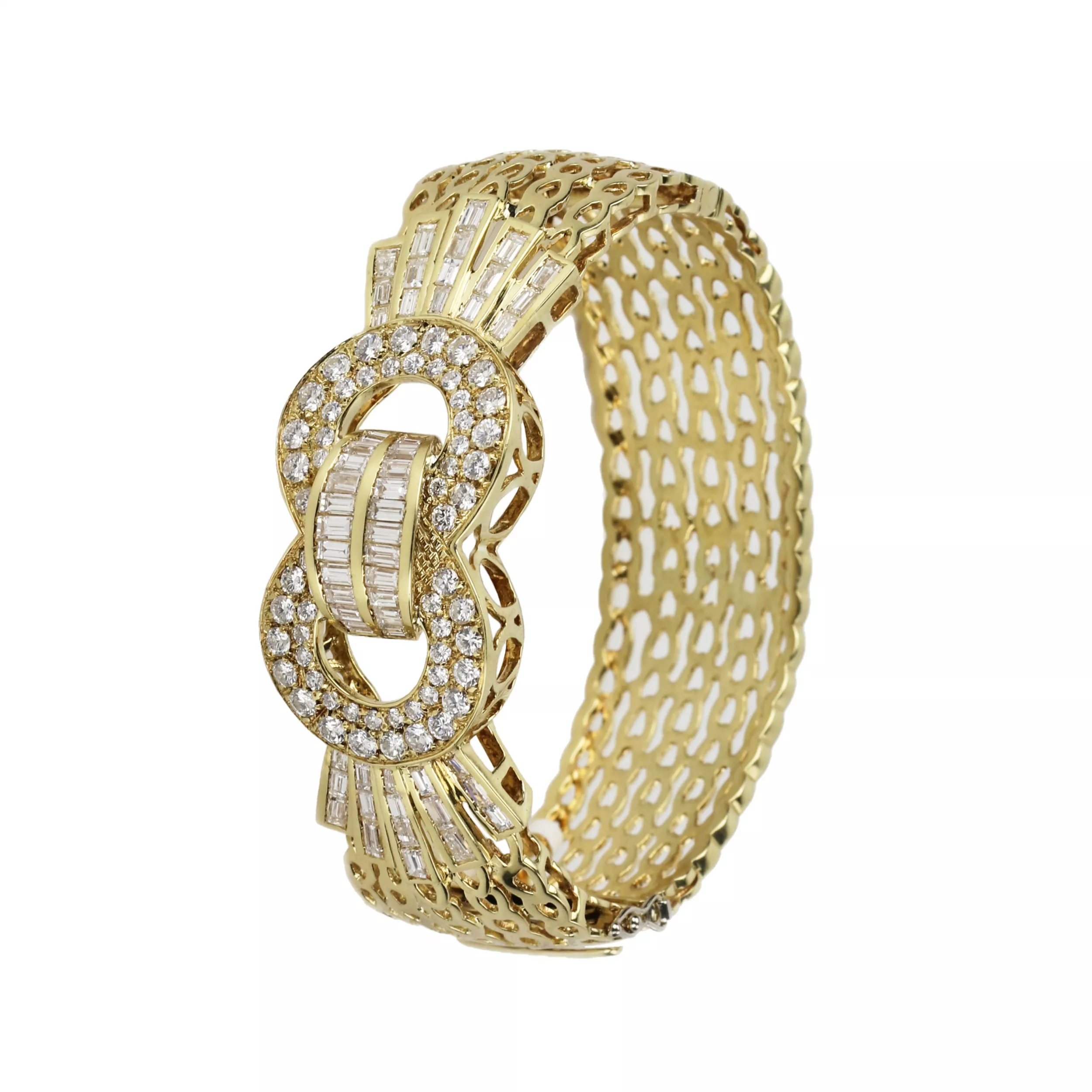 GOLD DIAMOND BELT BRACELET. 21ST CENTURY