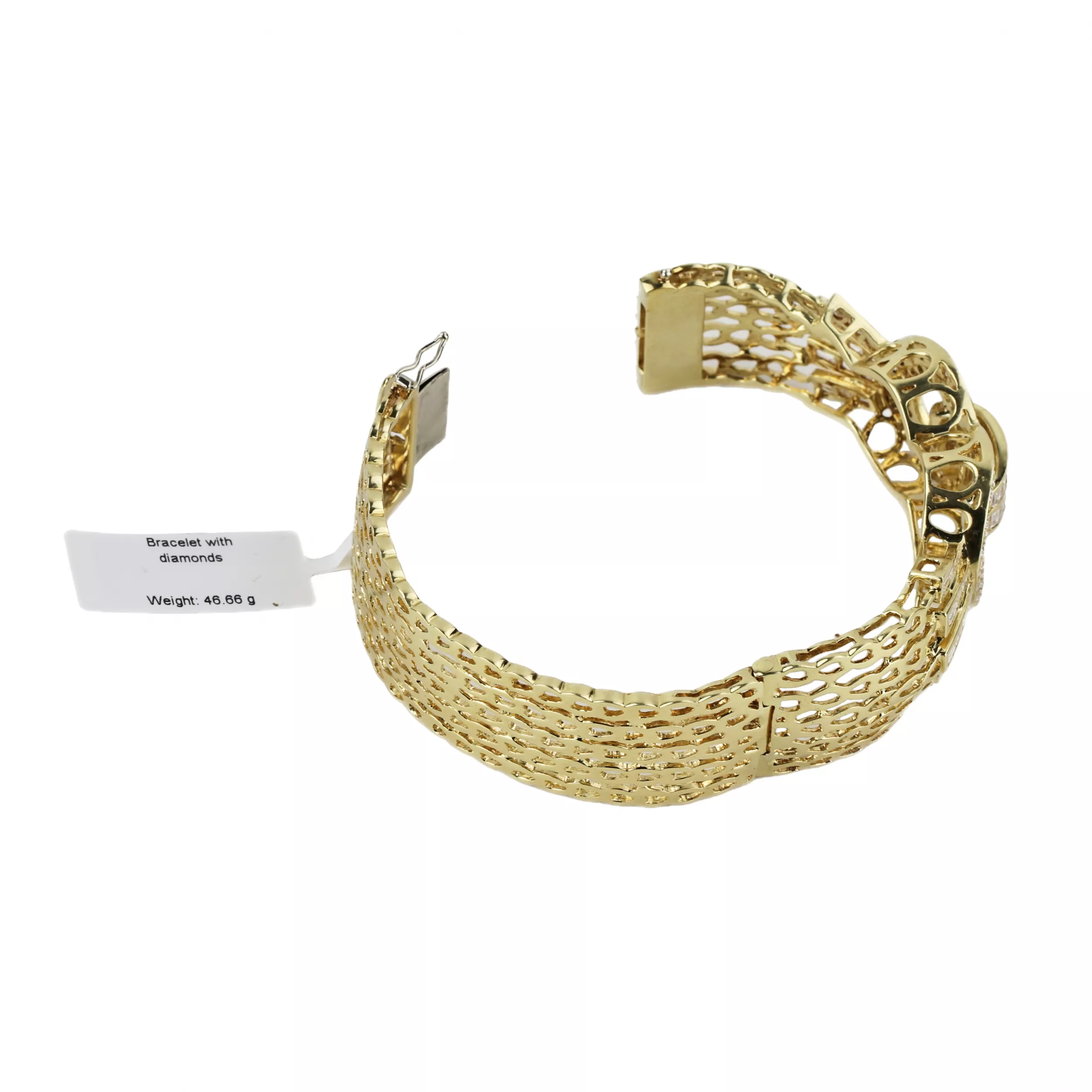 GOLD DIAMOND BELT BRACELET. 21ST CENTURY