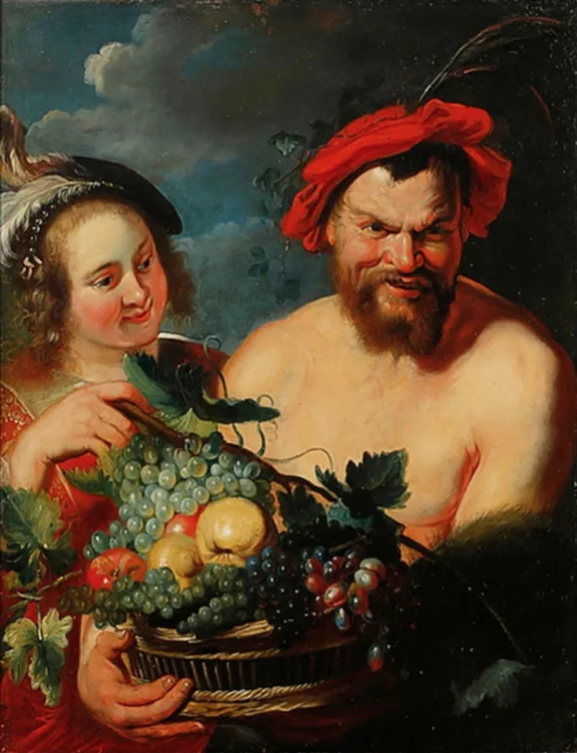 Peinture Motifs allegoriques avec Bacchus. 