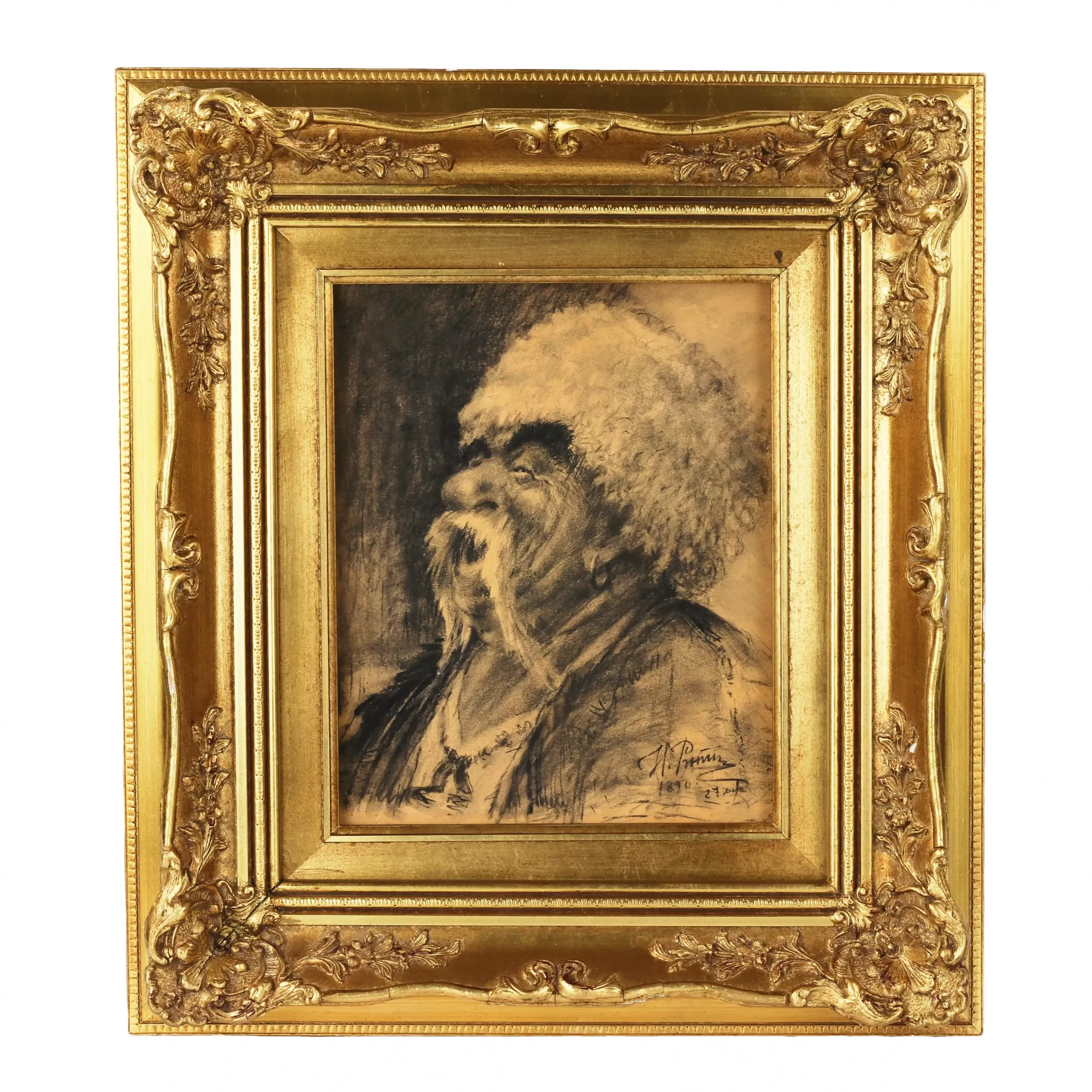 Dessin de I. Repine Cosaque qui rit 1890 
