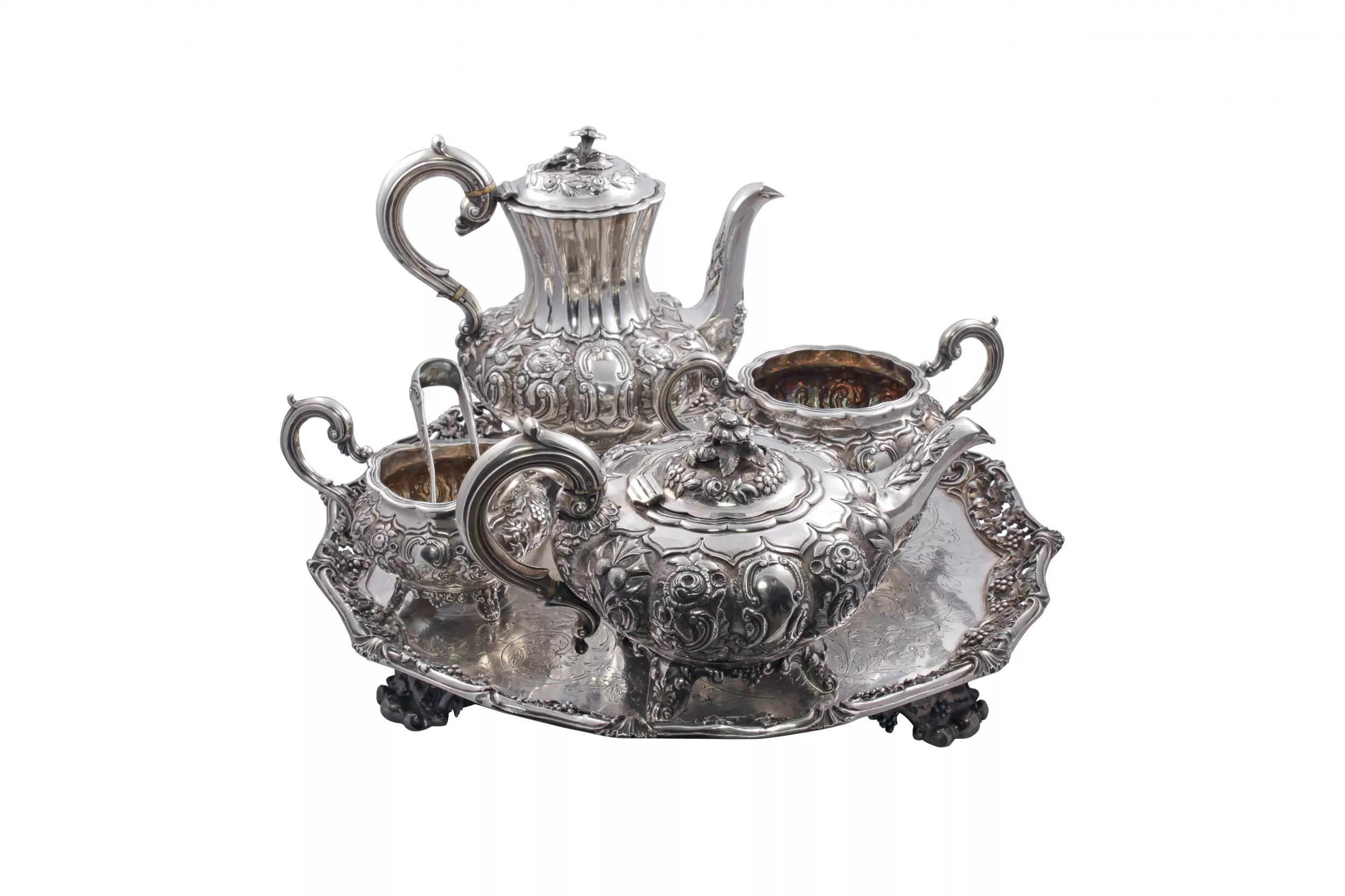 Серебряный сервиз из 6 предметов. Лондон , W.H. и John S. 1837-1851 гг.