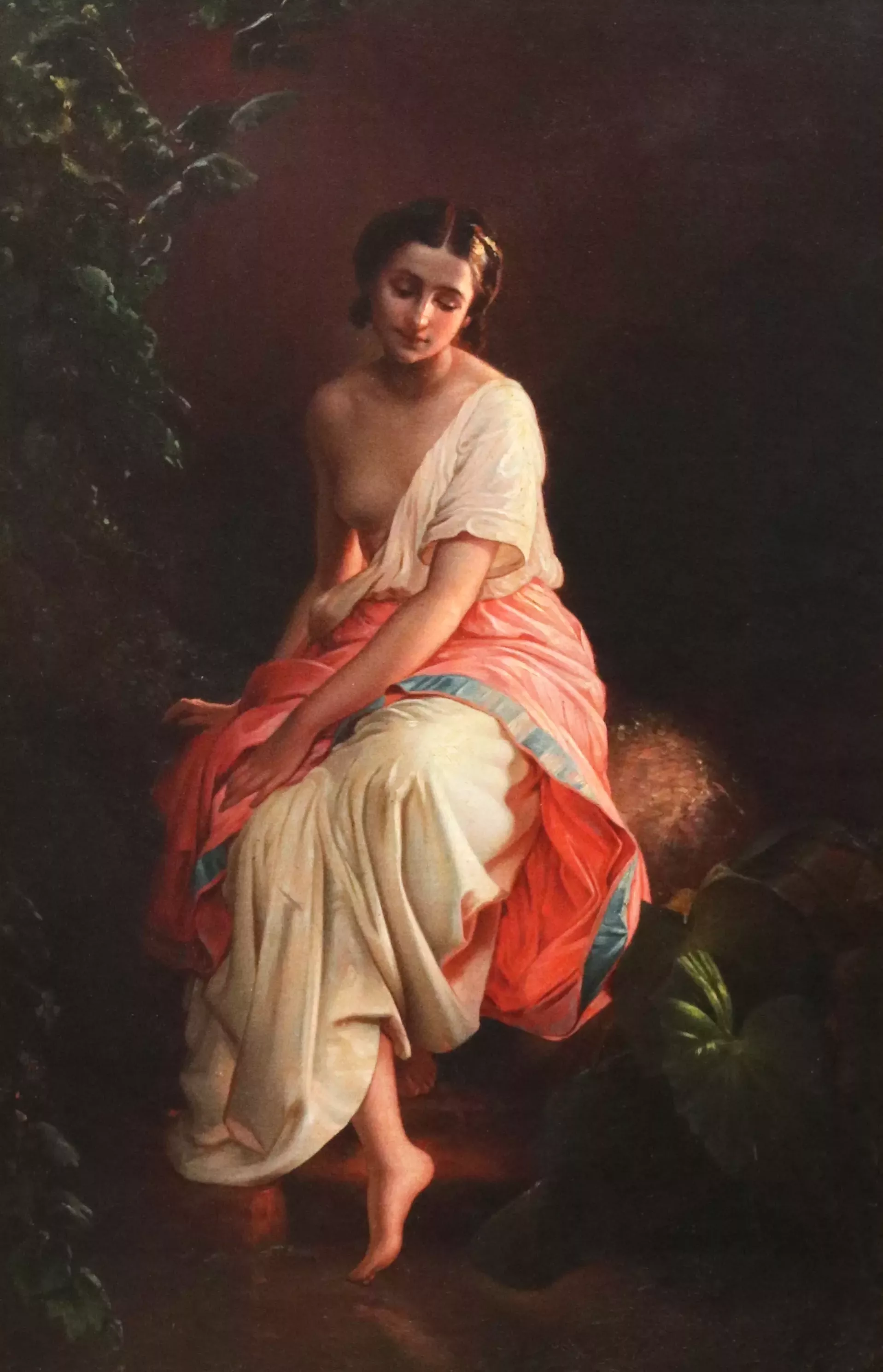 Картина. Романтический образ купальщицы-наяды. Русская школа середины 19 века. 