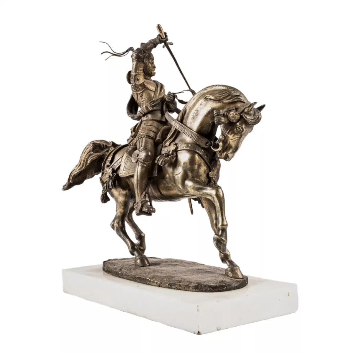 Carlo Marochetti. Figure en bronze d`un chevalier equestre. Duc de Savoie. 