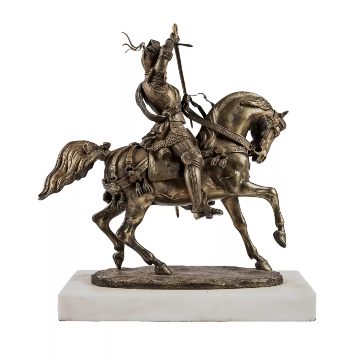 Carlo Marochetti. Figure en bronze d`un chevalier equestre. Duc de Savoie. 