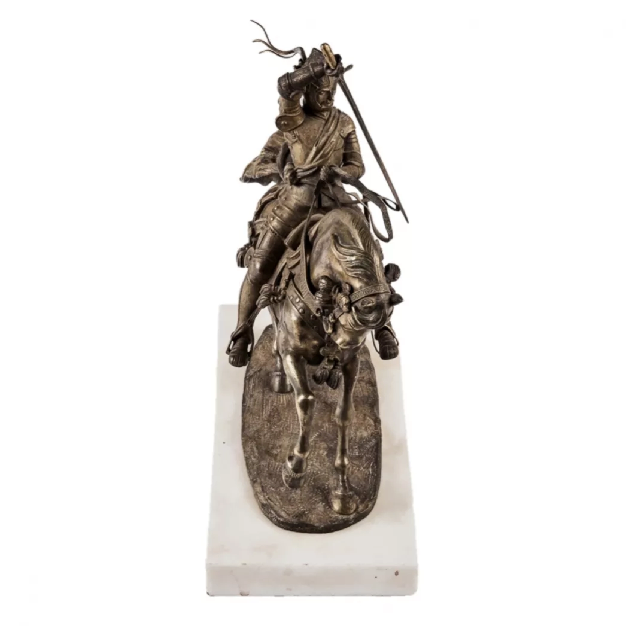 Carlo Marochetti. Figure en bronze d`un chevalier equestre. Duc de Savoie. 
