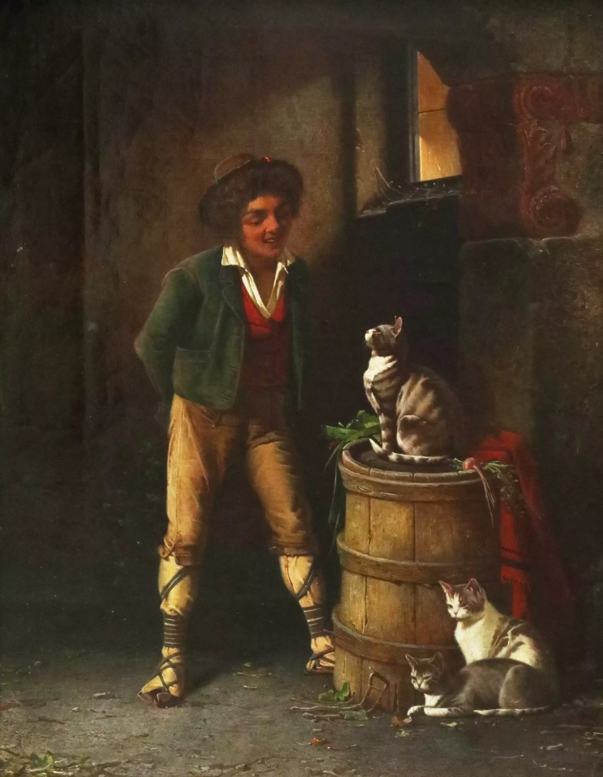 JEU AVEC DES CHATS. ALEXANDRE RIZZONI (1836 - 1902) RUSSIE - ITALIE, SECONDE MOITIÉ DU XIXE SIÈCLE