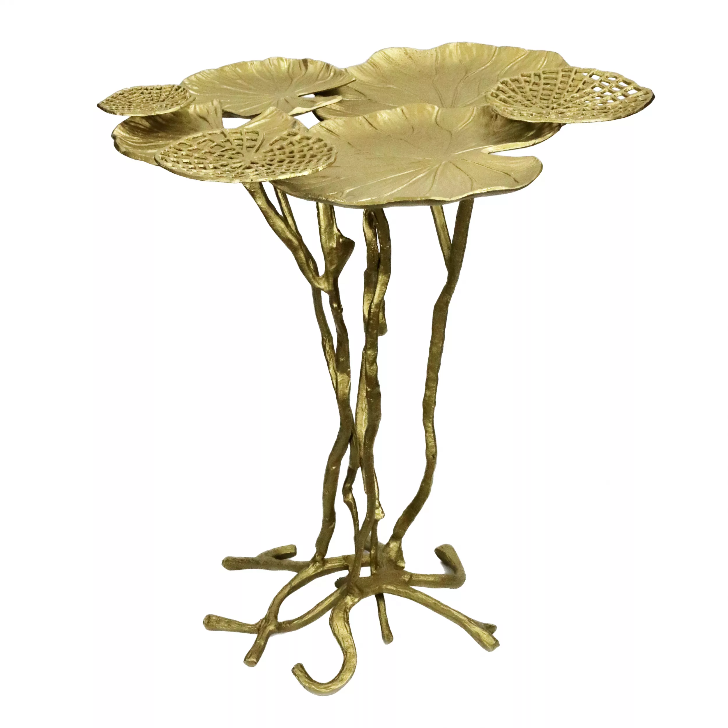 Art Nouveau metal table in the form of water lily leaves. 