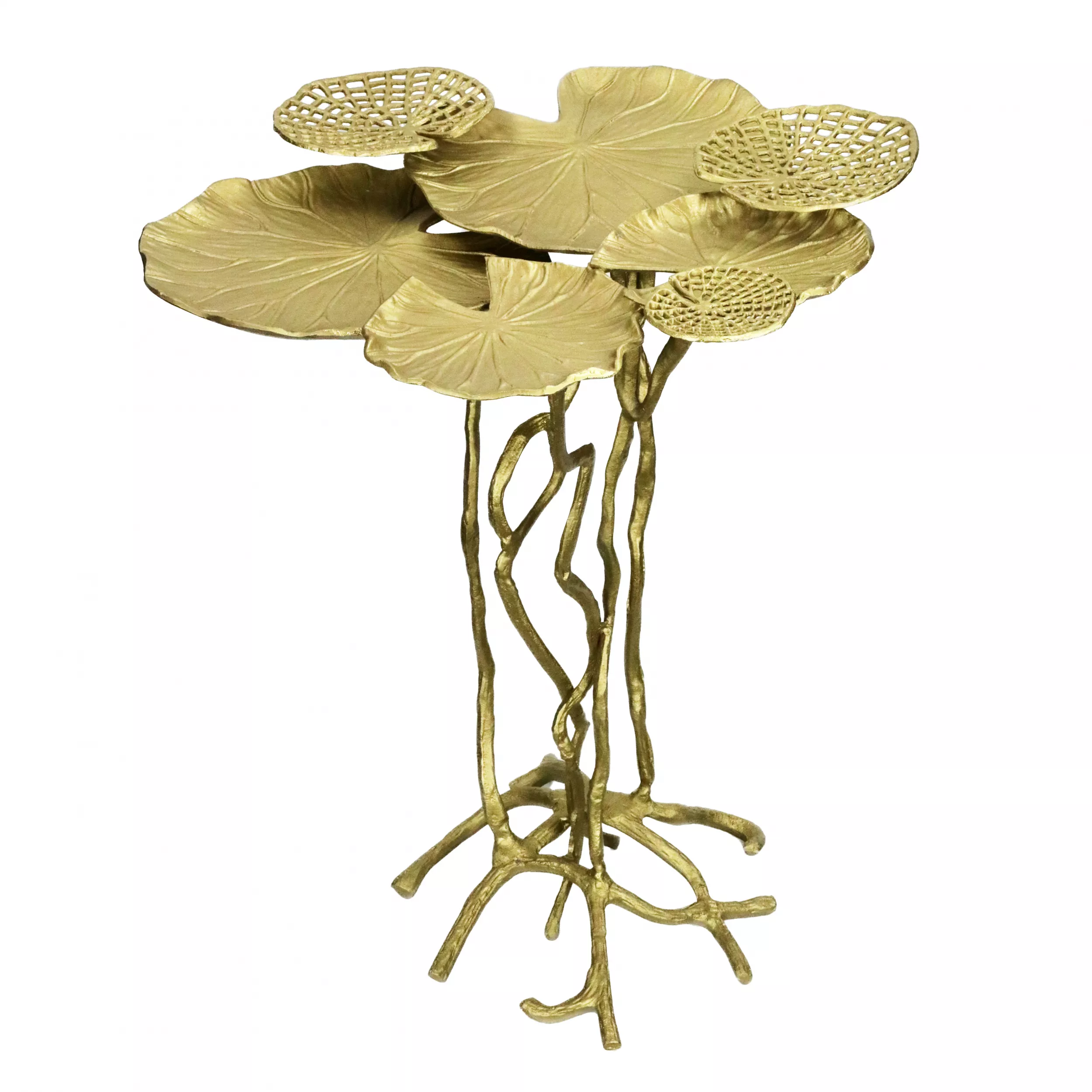 Art Nouveau metal table in the form of water lily leaves. 