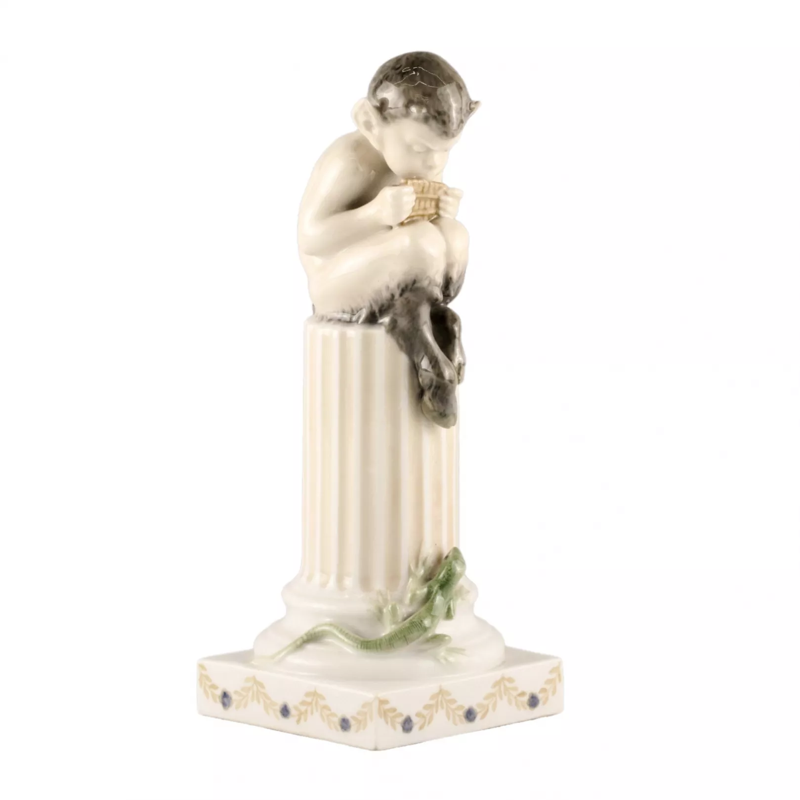 Figurine Faun on a pedestal with a lizard. Royal Copenhagen. 