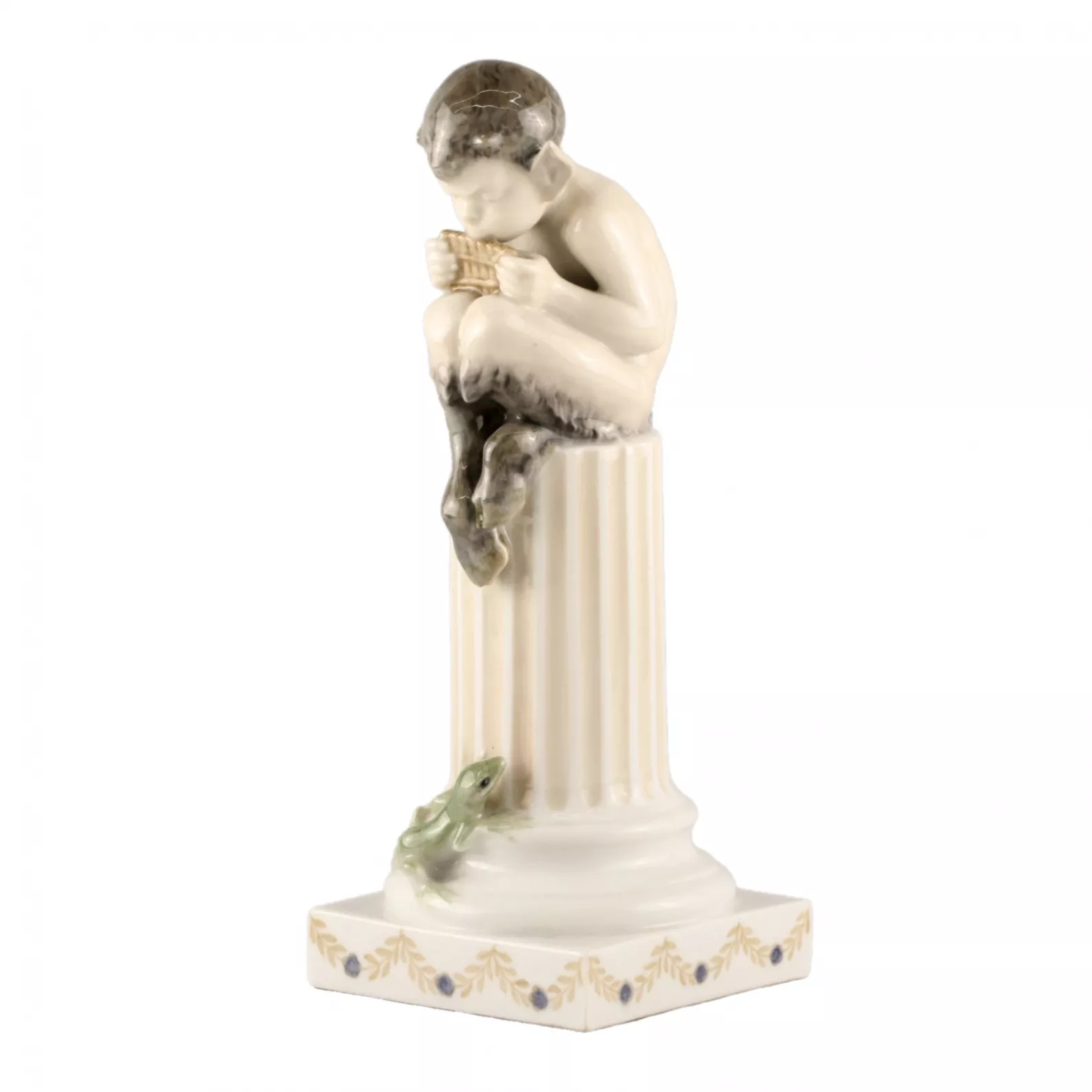 Figurine Faun on a pedestal with a lizard. Royal Copenhagen. 