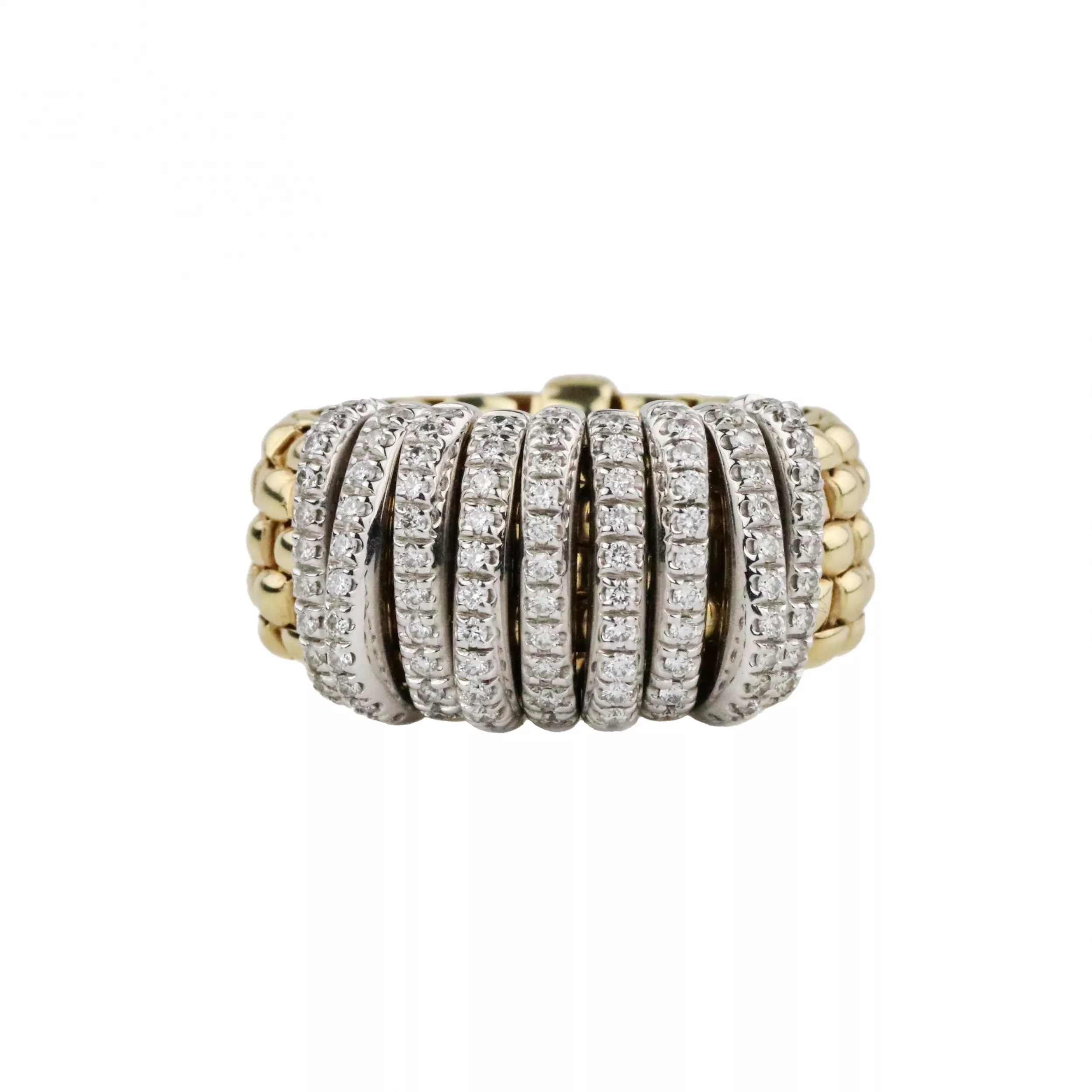 Elastic ring of two-tone gold with diamonds, Italian firm Fope. 