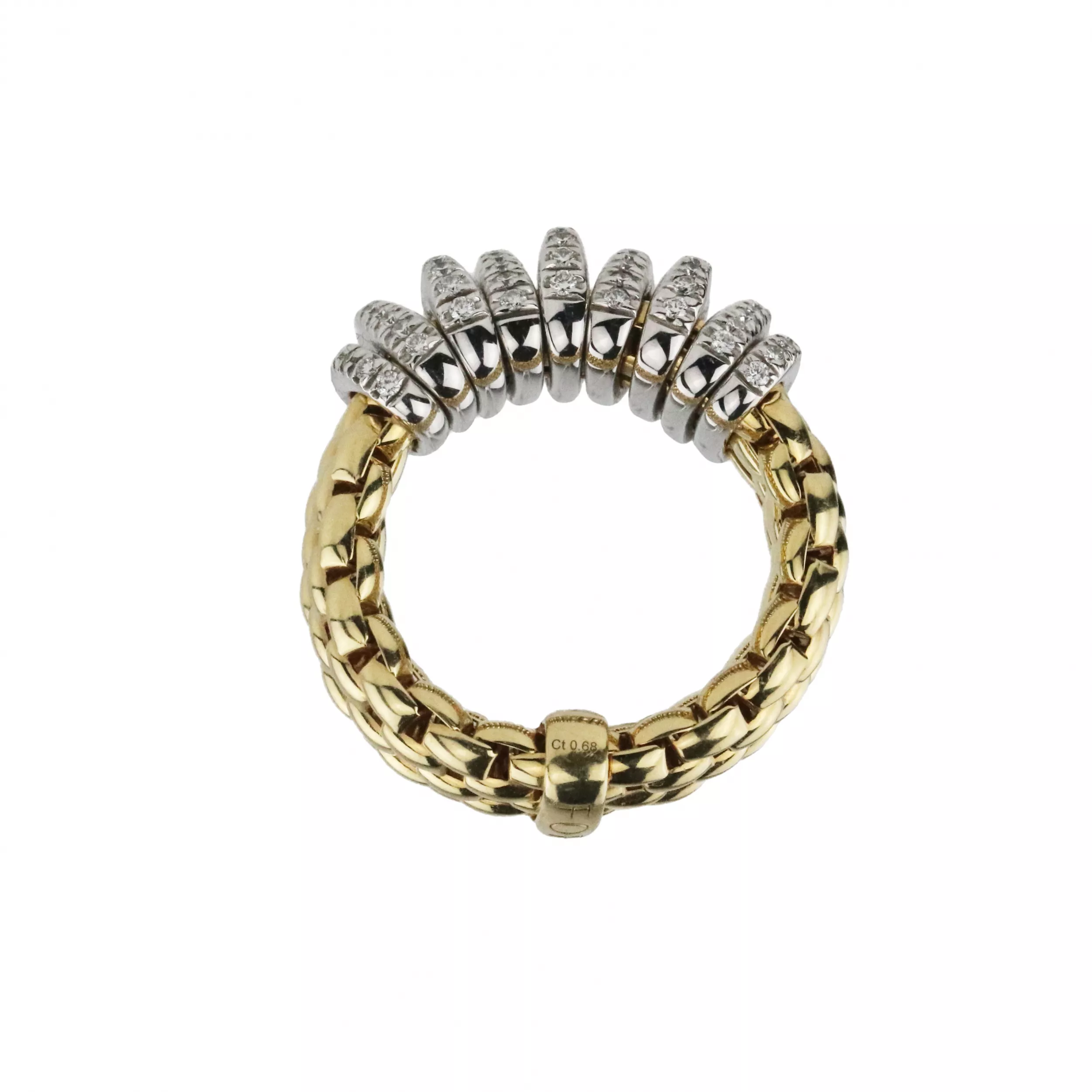 Elastic ring of two-tone gold with diamonds, Italian firm Fope. 