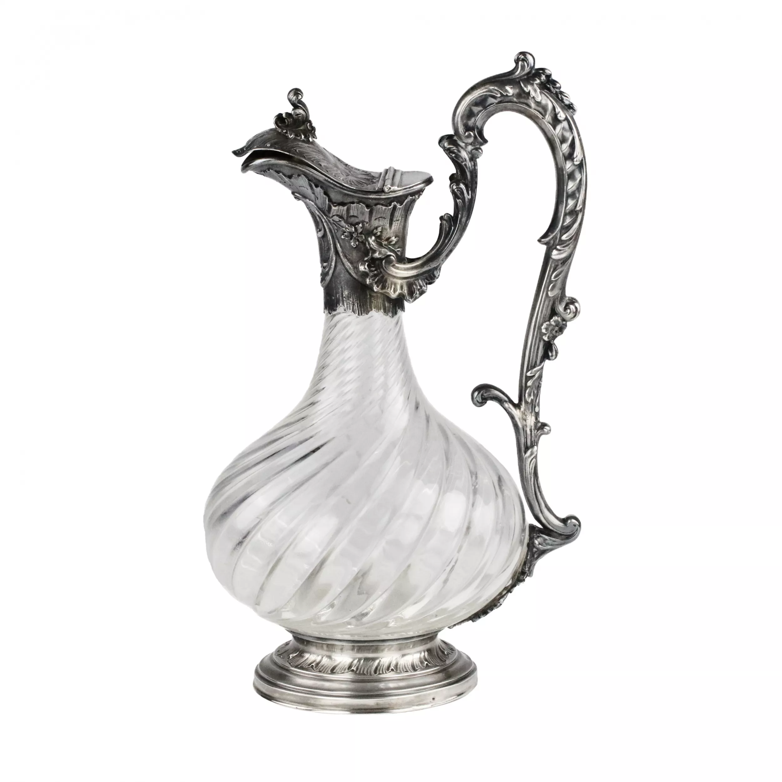 CHEVRON Frères. Verseuse en cristal français en argent. 