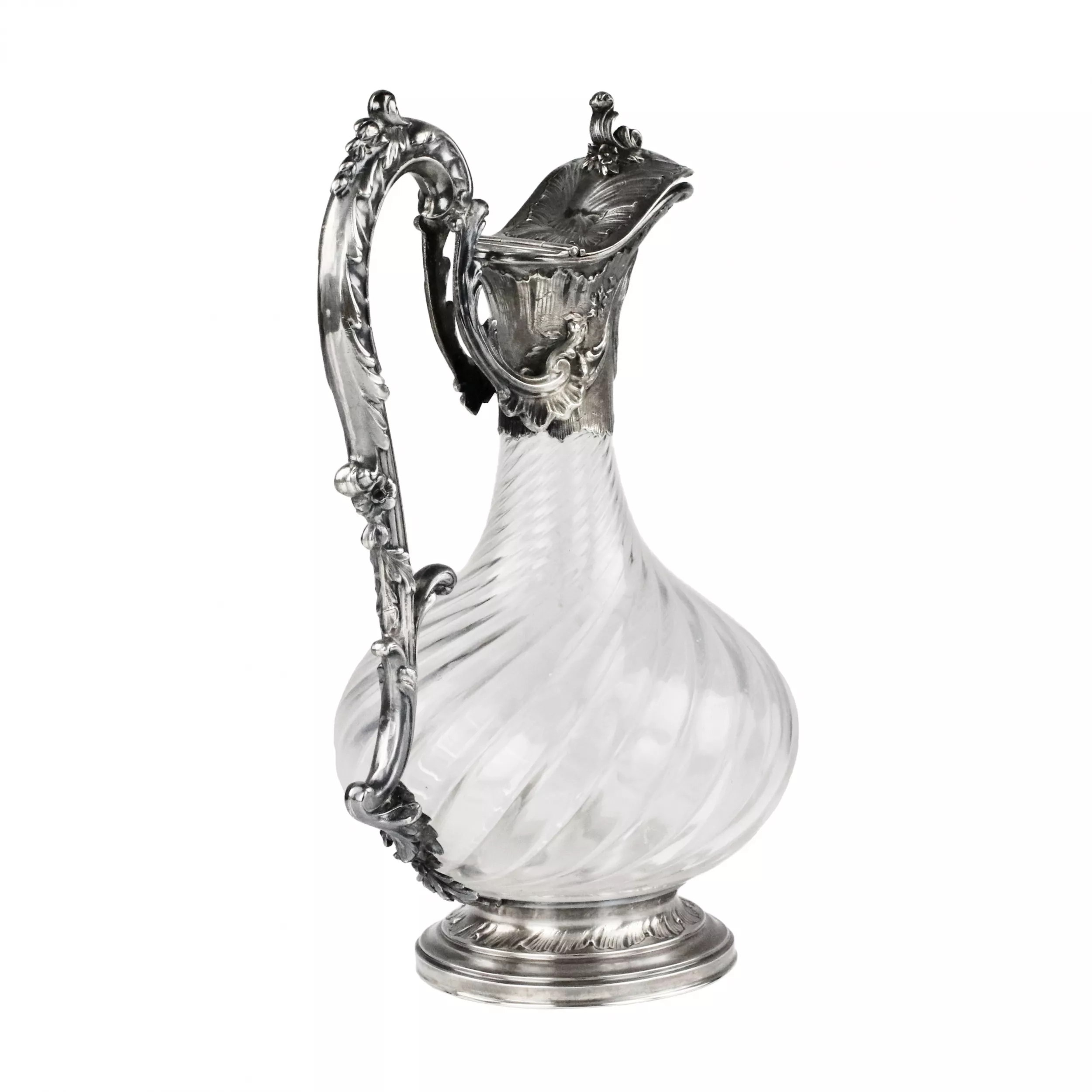 CHEVRON Frères. Verseuse en cristal français en argent. 