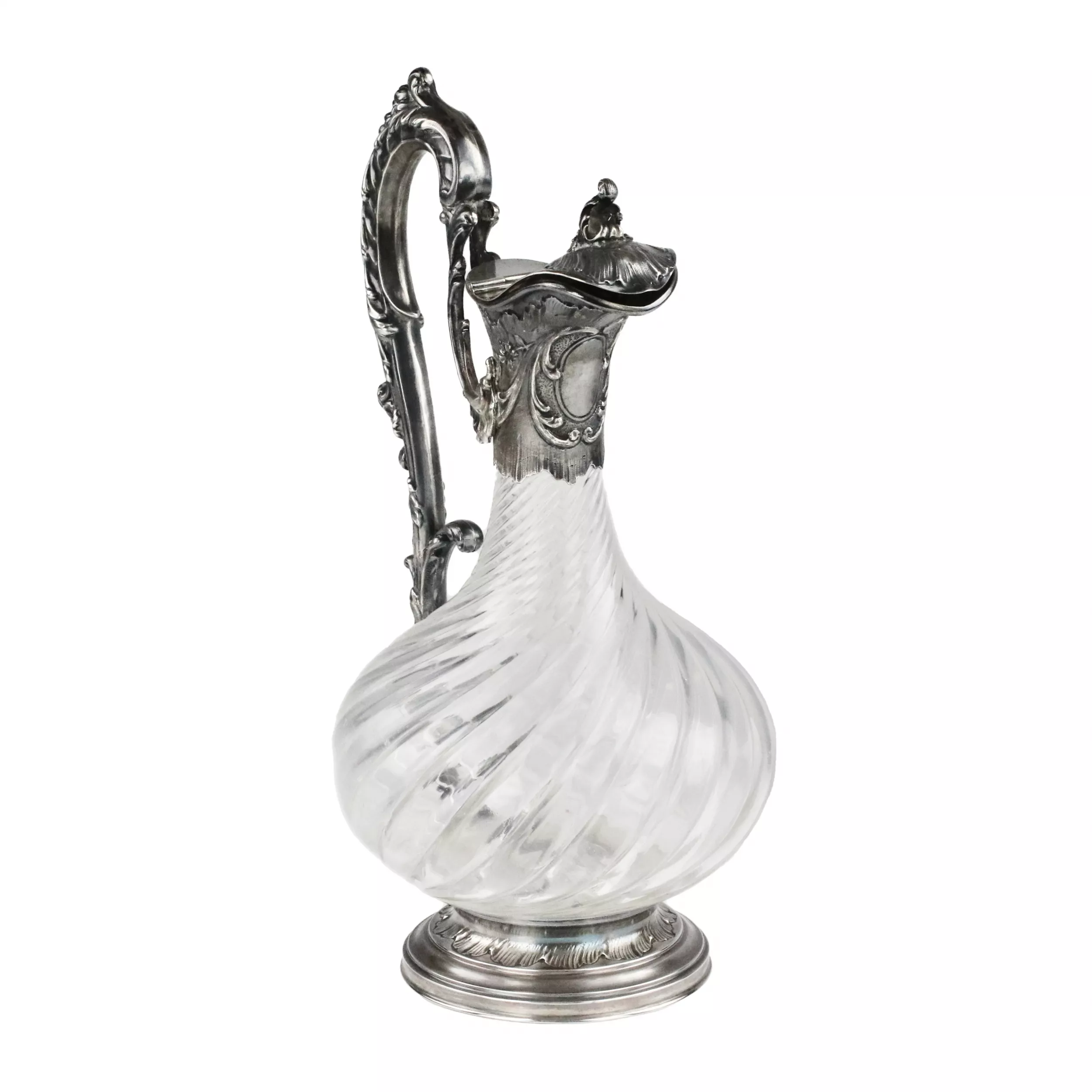 CHEVRON Frères. Verseuse en cristal français en argent. 
