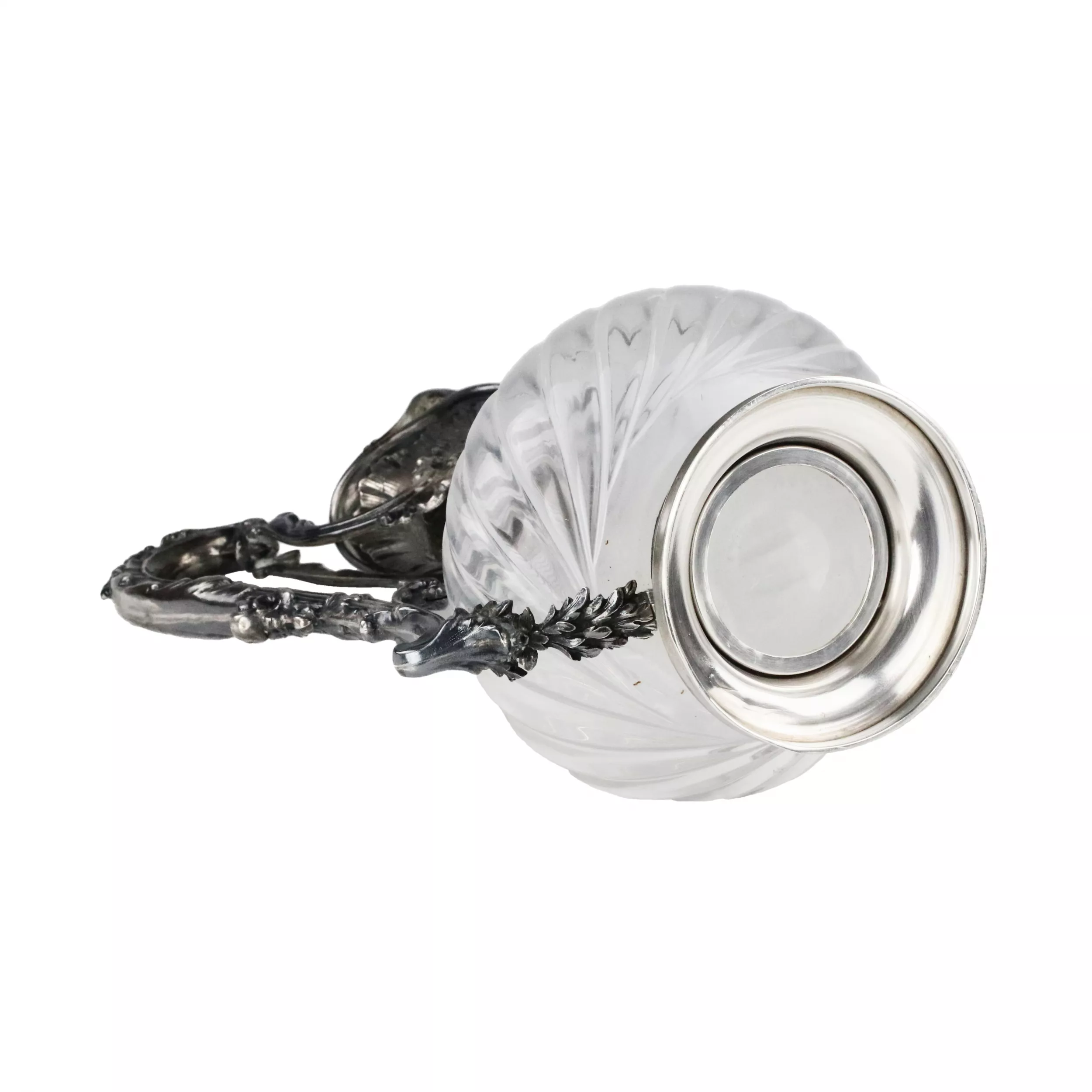 CHEVRON Frères. Verseuse en cristal français en argent. 