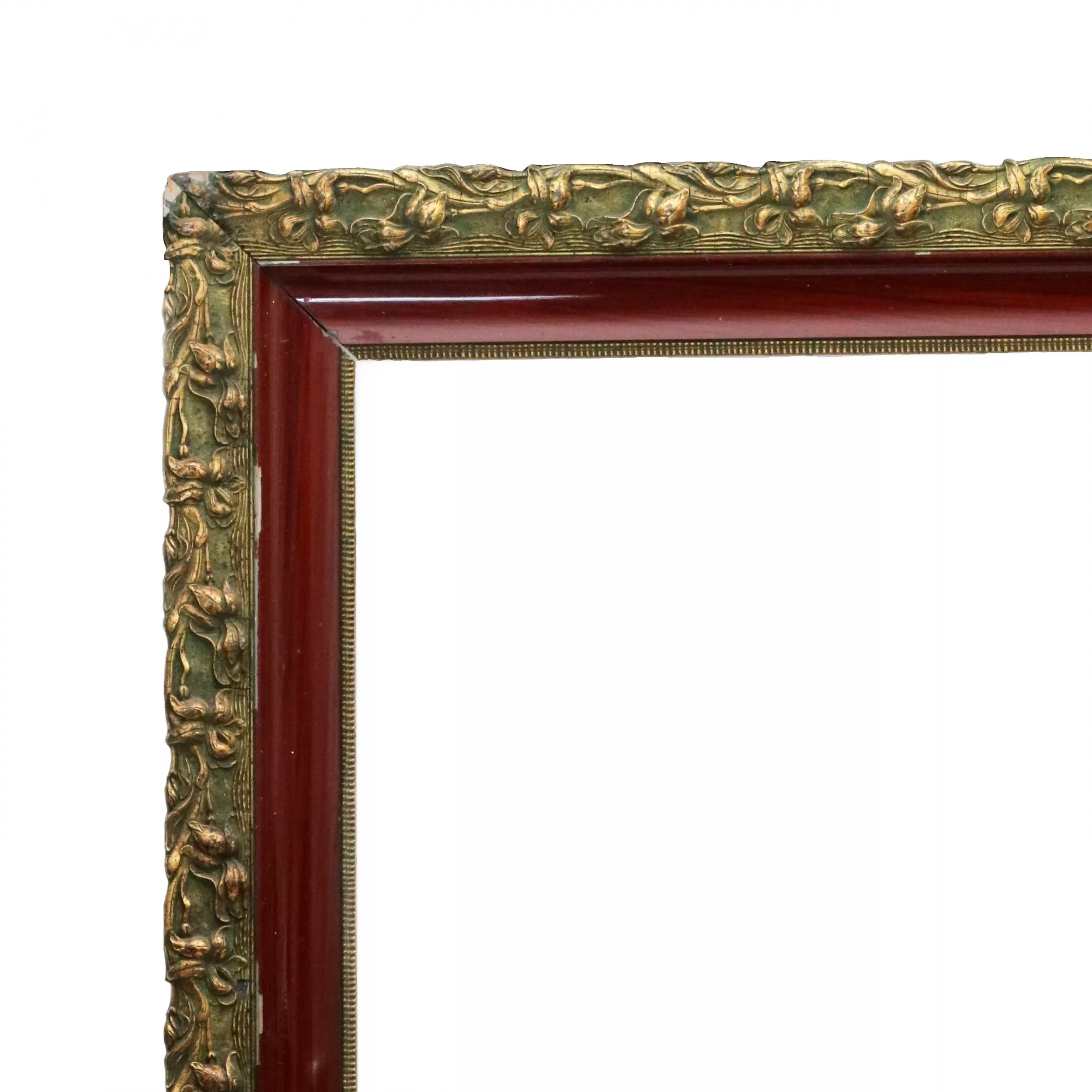 Cadre Art Nouveau en bois à motif floral. 