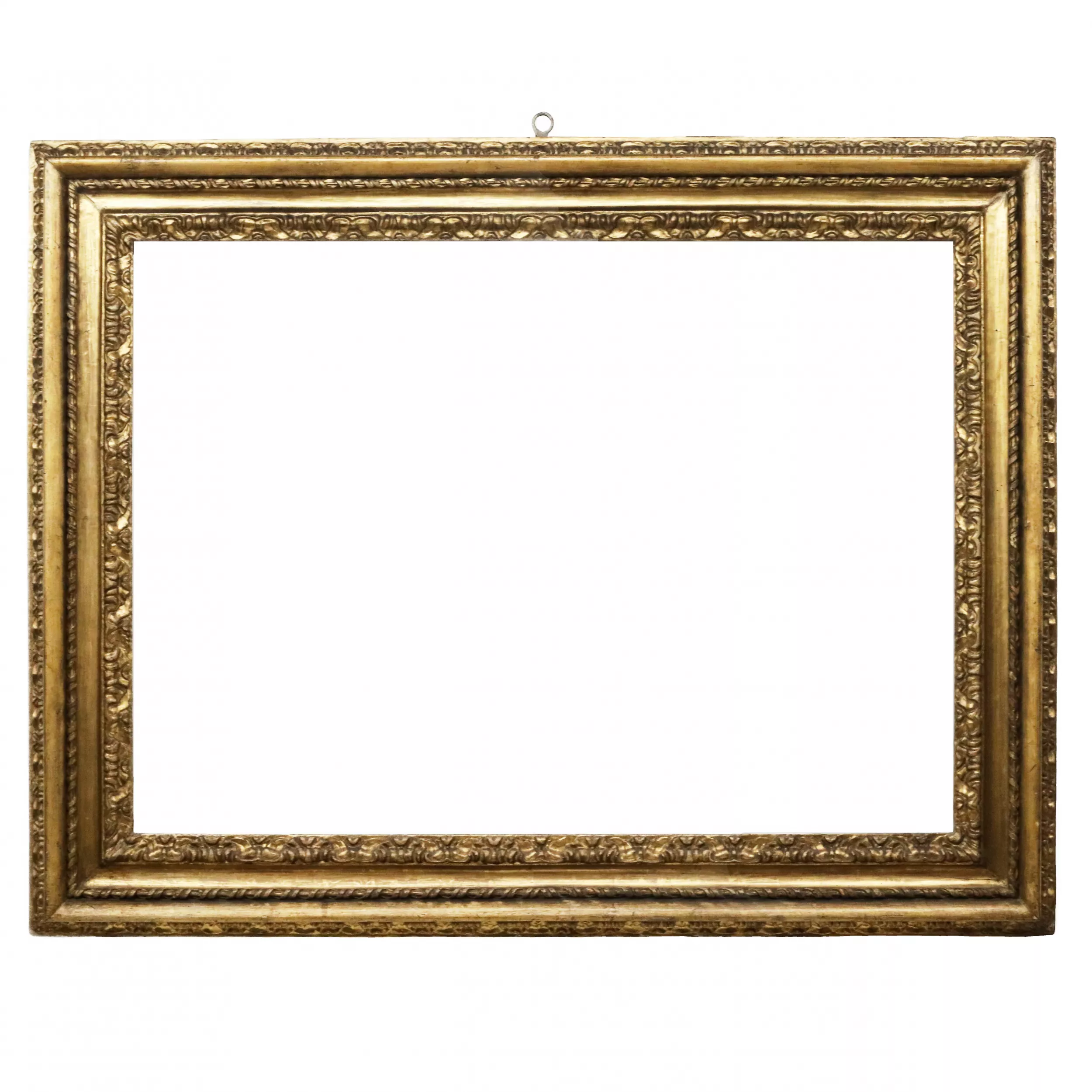 Grand cadre profond et dore du XIXe siècle, à motif d`acanthe et corde. 