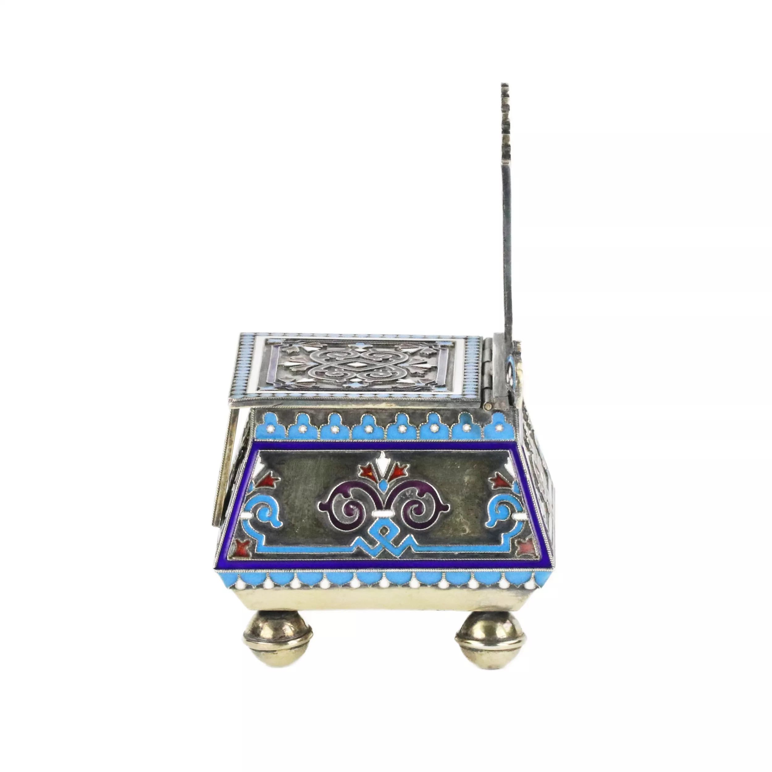 Salière de thoron en argent et emaux cloisonnes. 