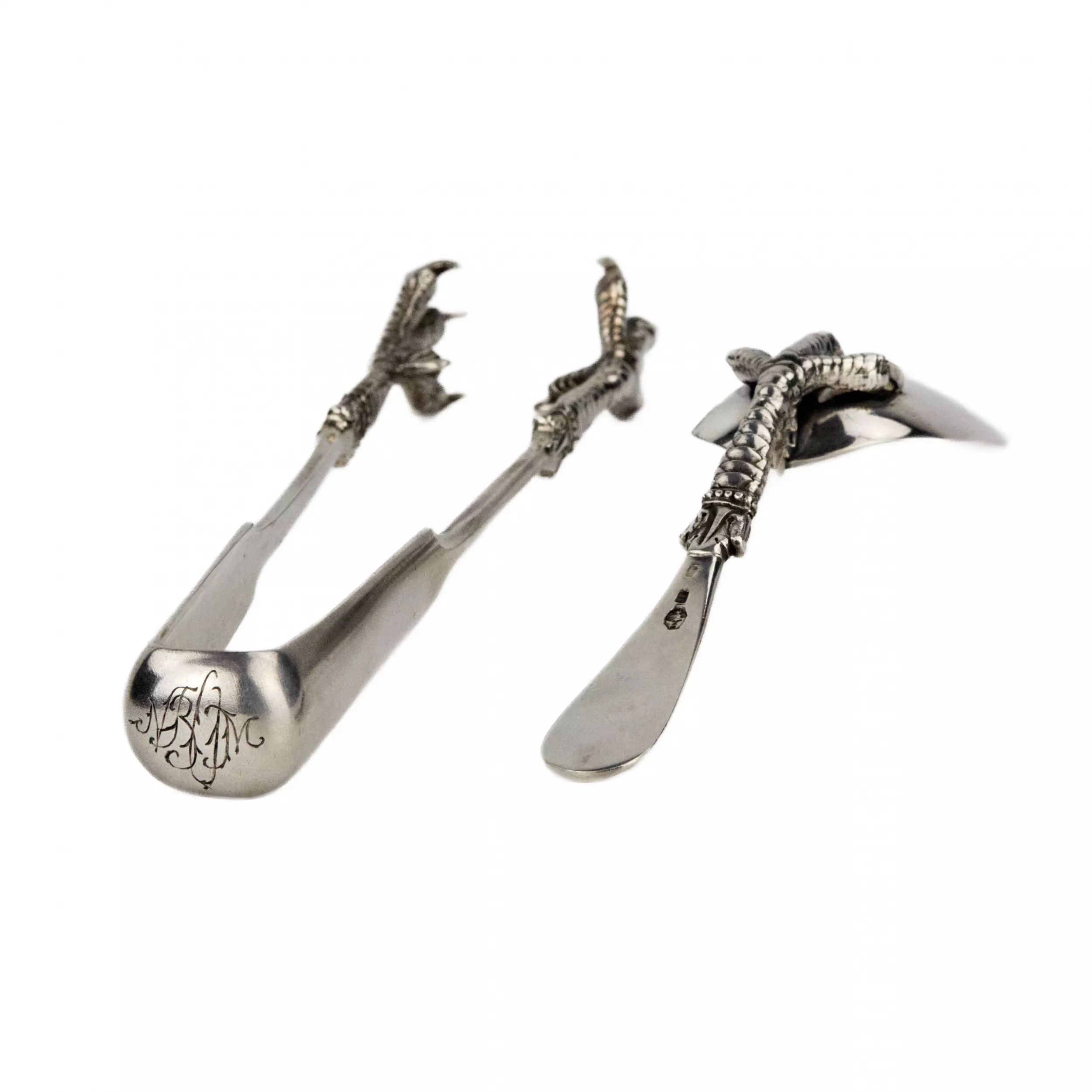 Russian silver  sugar set . 