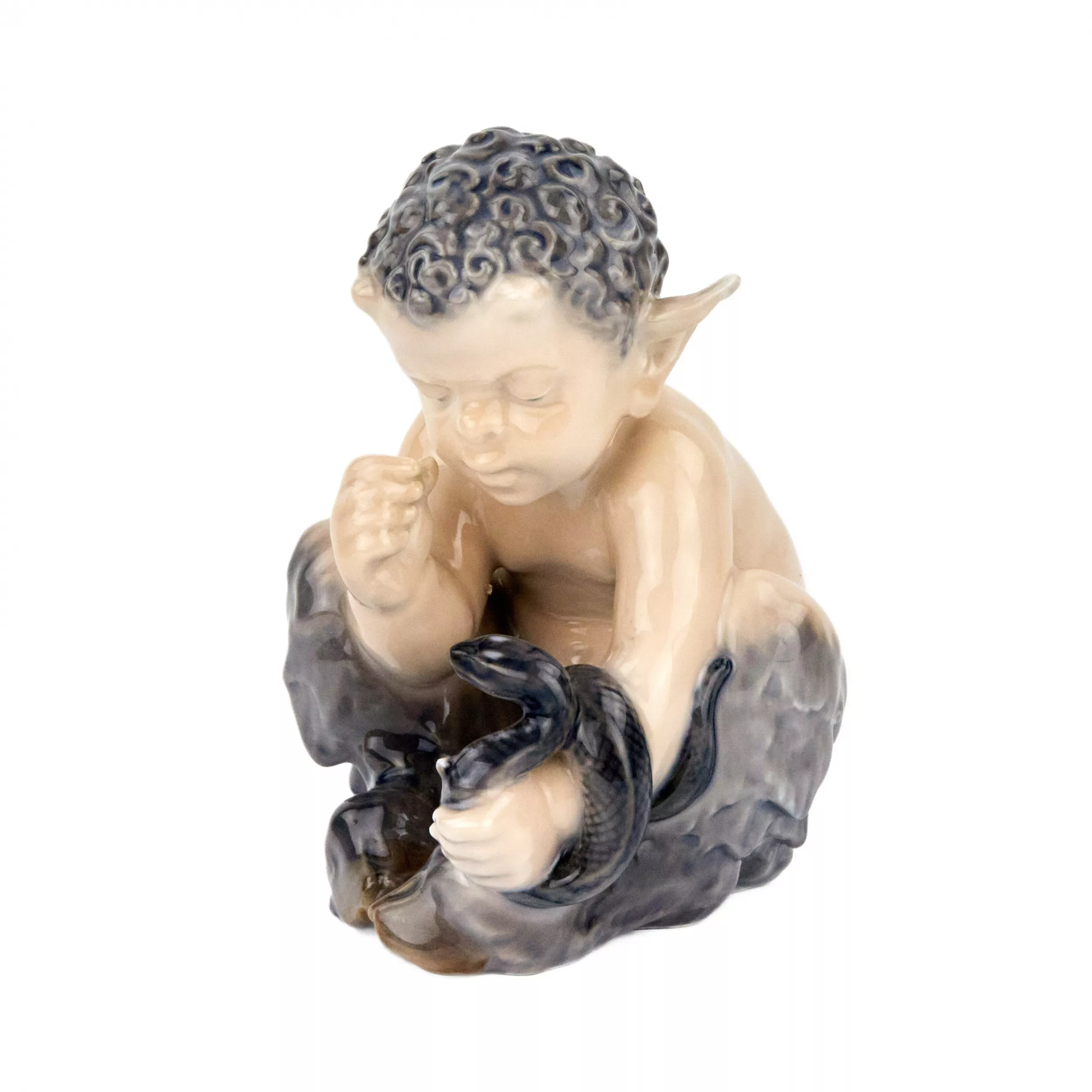 Figurine Faune avec un serpent. Royal Copenhague. 