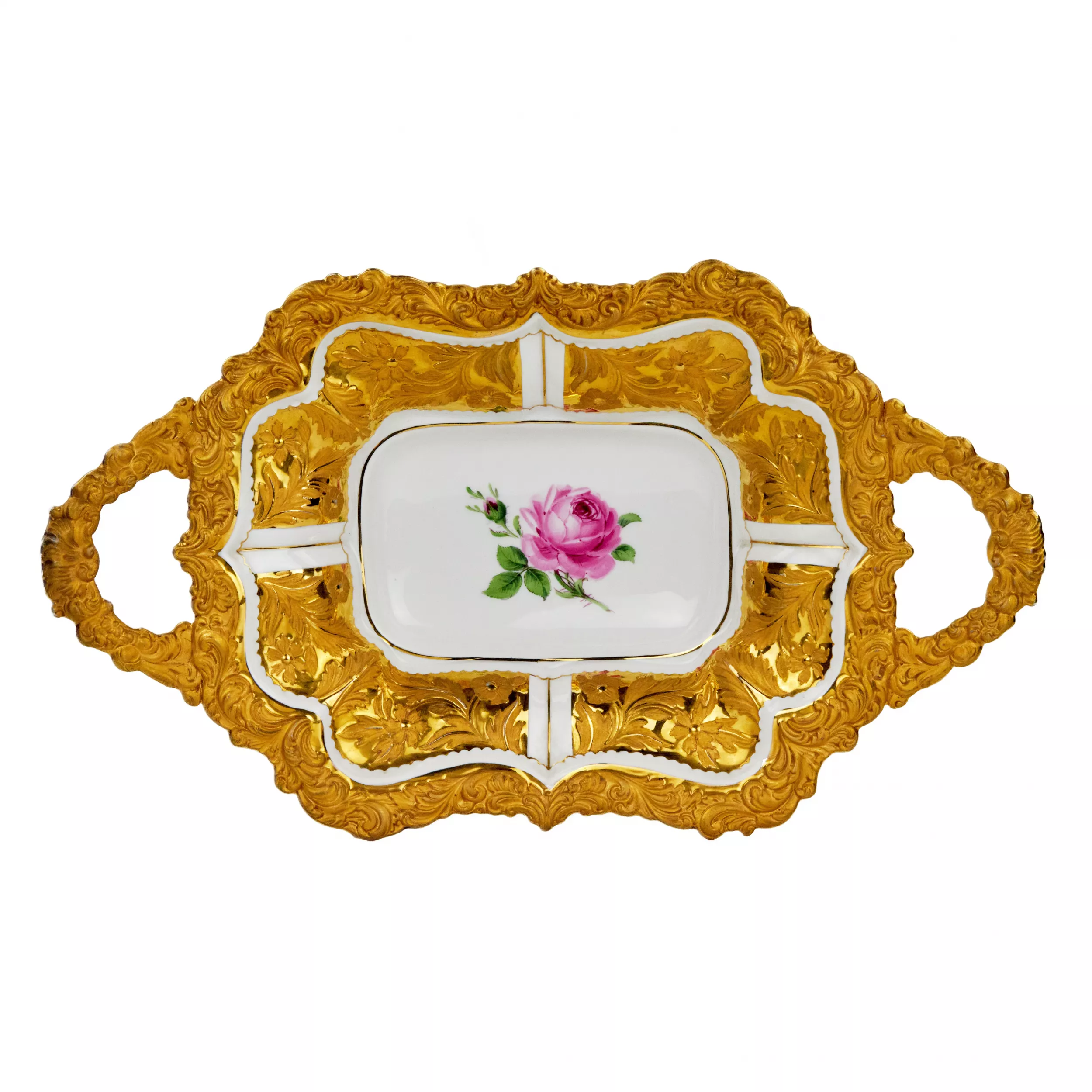 Plat de Meissen dore peint. 20ième siècle. 