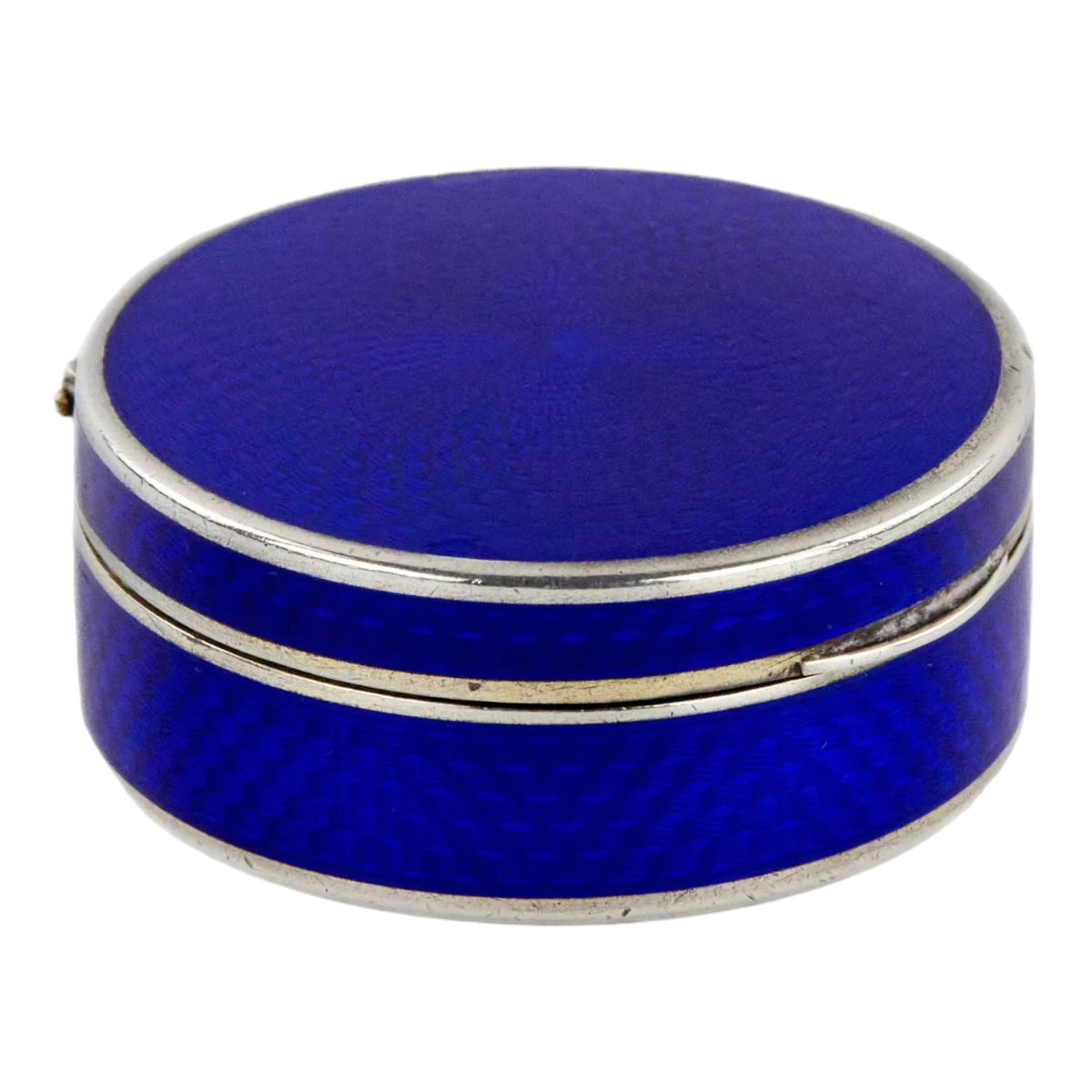 Argent, Moule française en email guilloche bleu cobalt. 