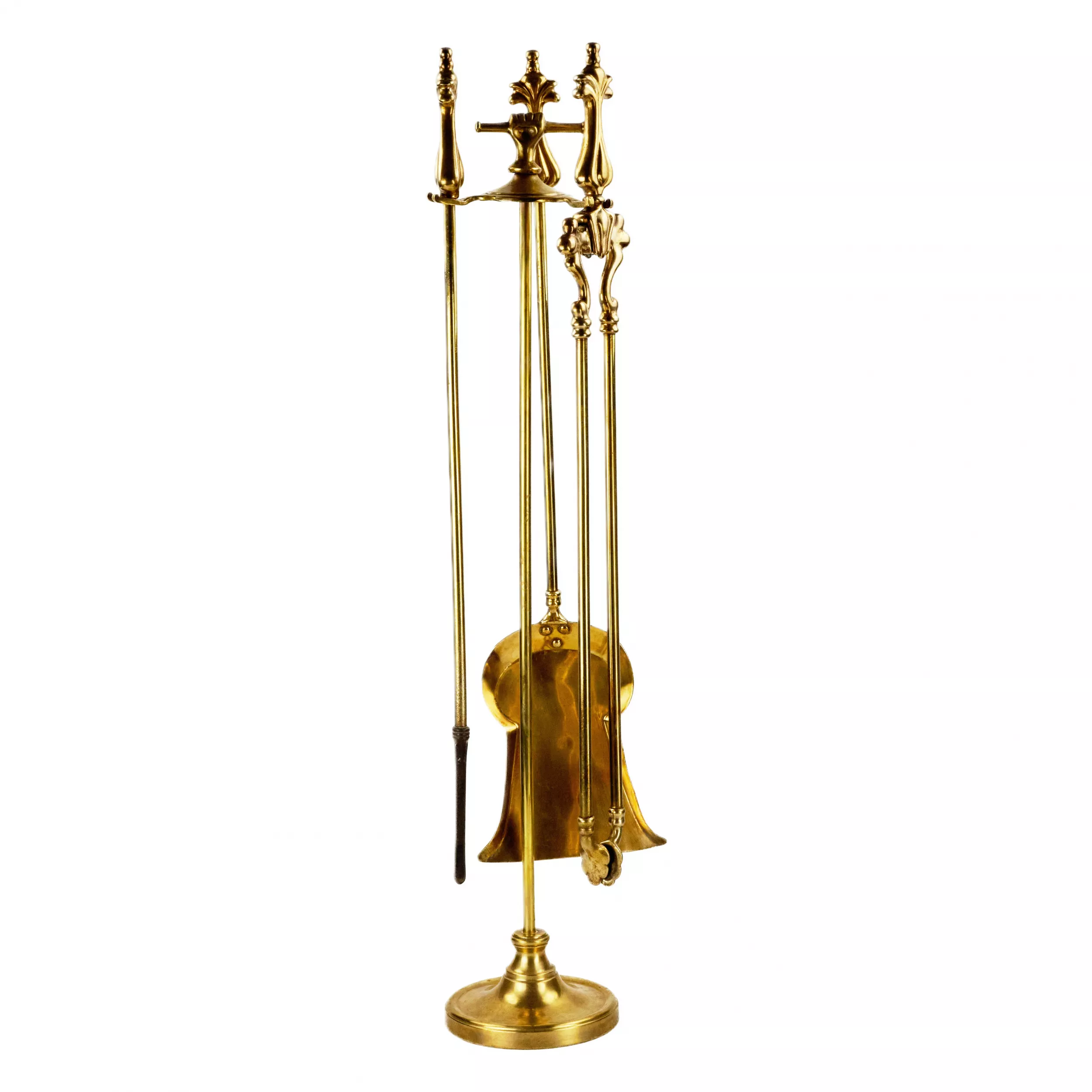 Fine, gilded bronze fireplace set in Louis XV style. 19th century. 