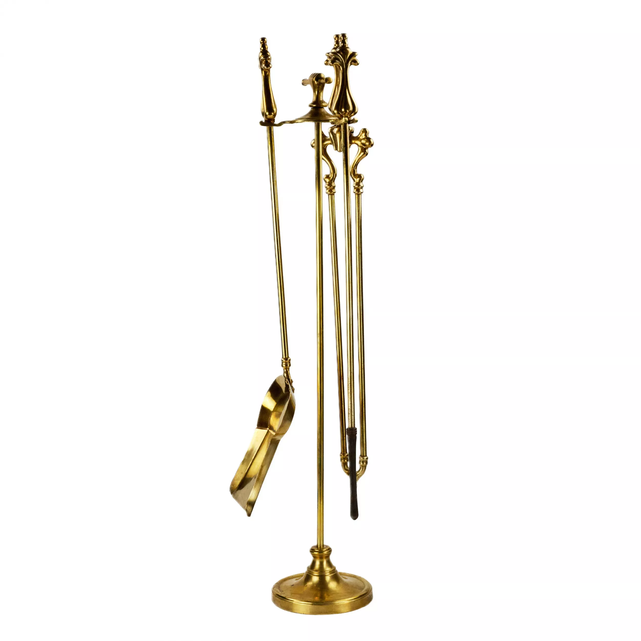 Fine, gilded bronze fireplace set in Louis XV style. 19th century. 