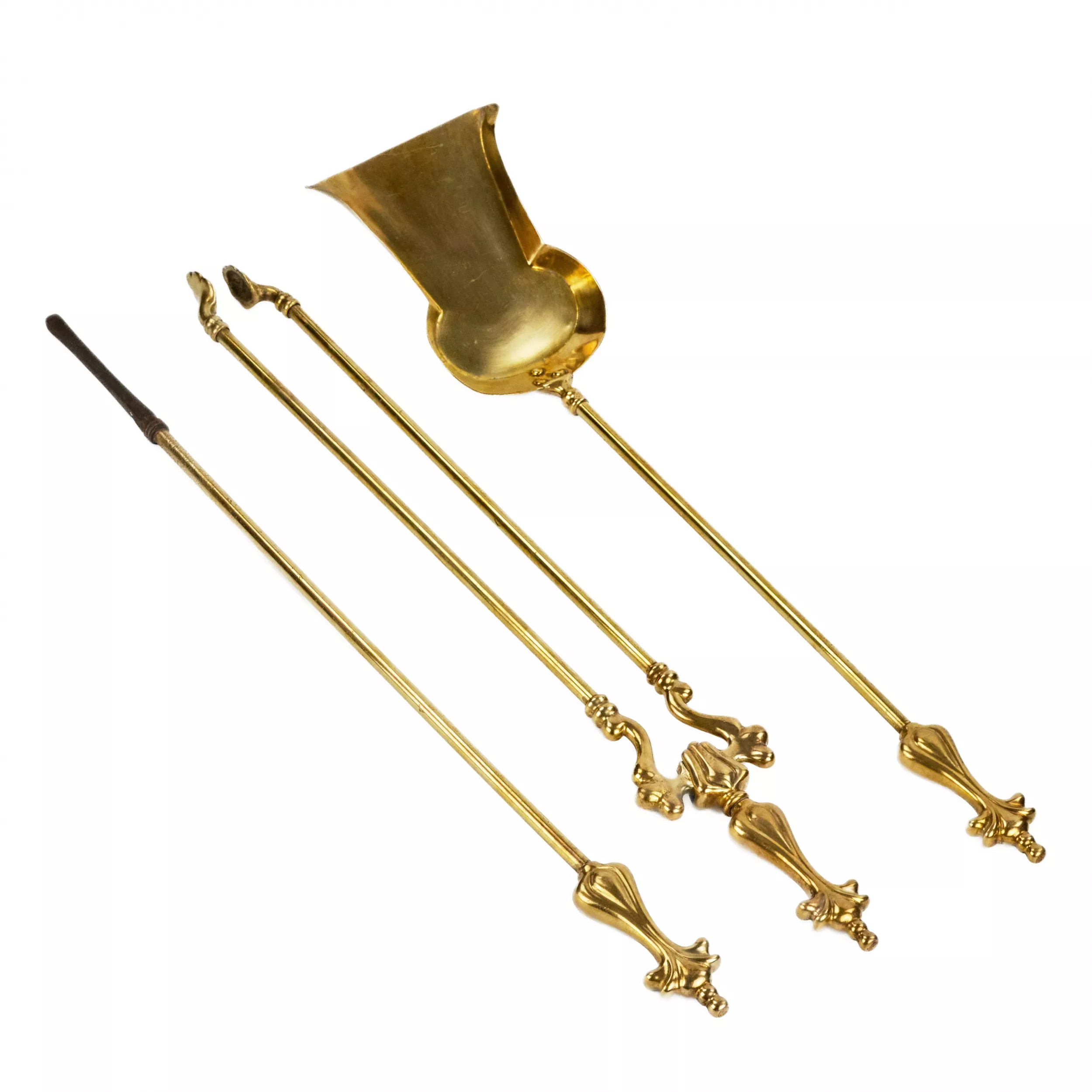 Fine, gilded bronze fireplace set in Louis XV style. 19th century. 