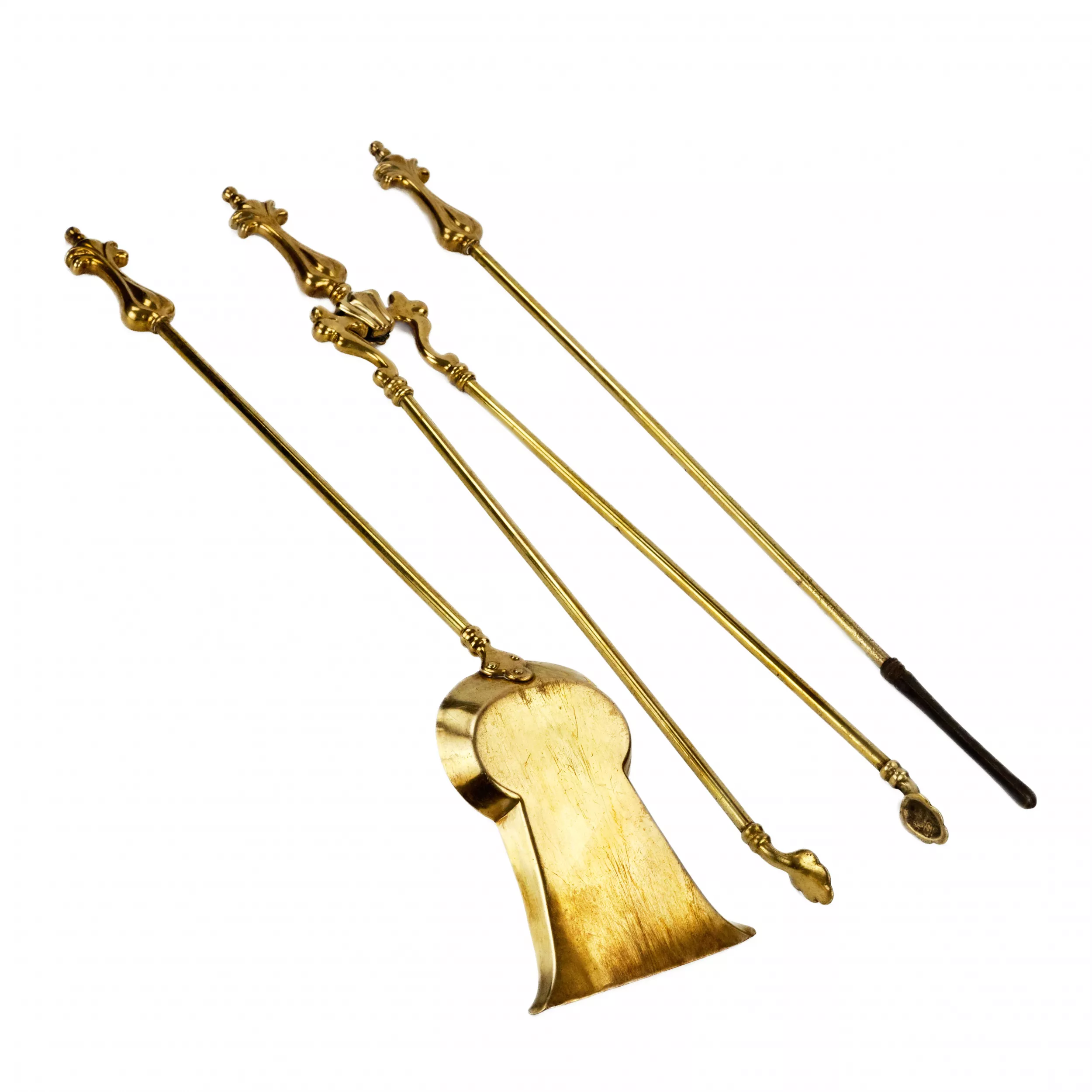 Fine, gilded bronze fireplace set in Louis XV style. 19th century. 