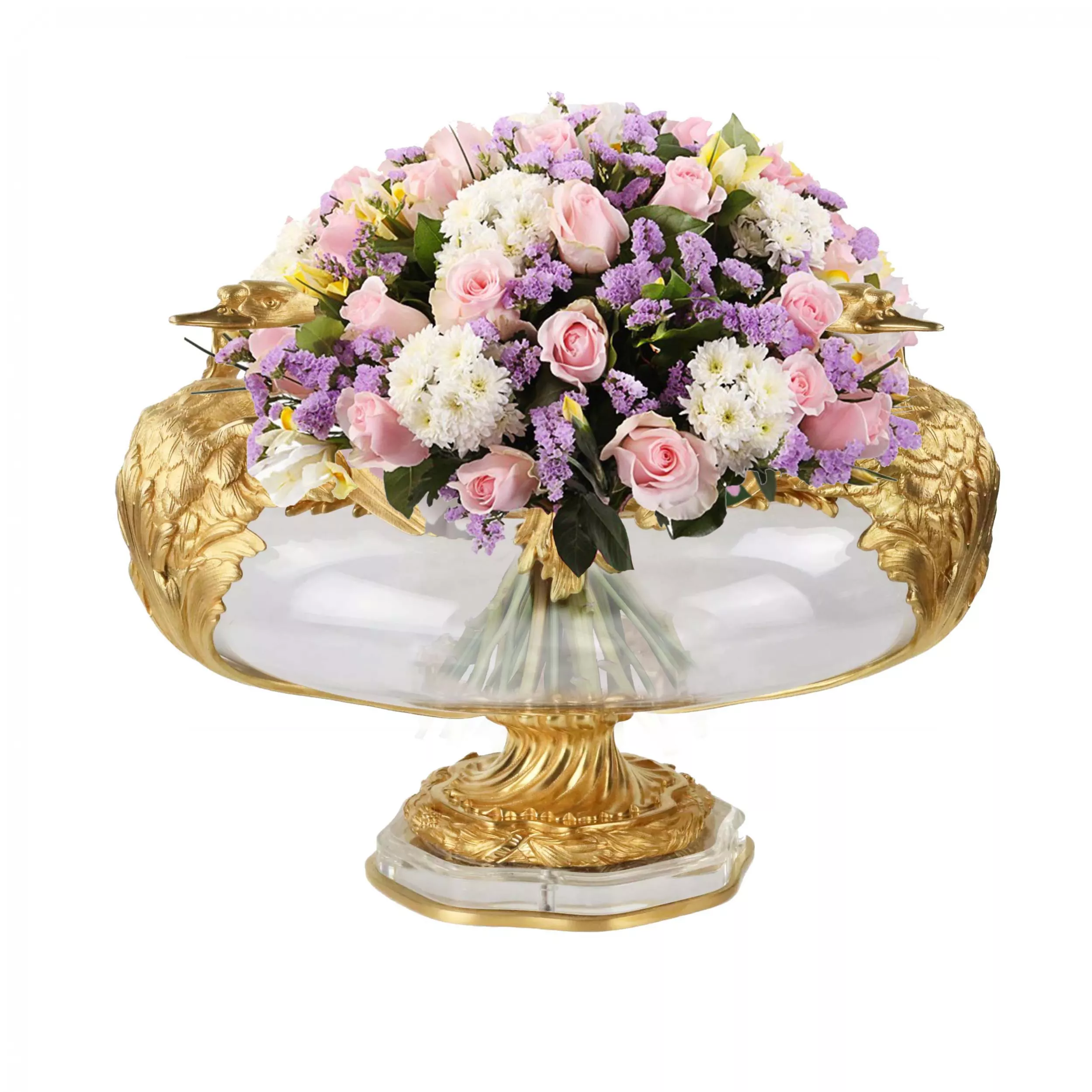 PAIRE DE JARDINIÈRES À MOTIF DE CYGNES FRANCE, XXᵉ SIÈCLE