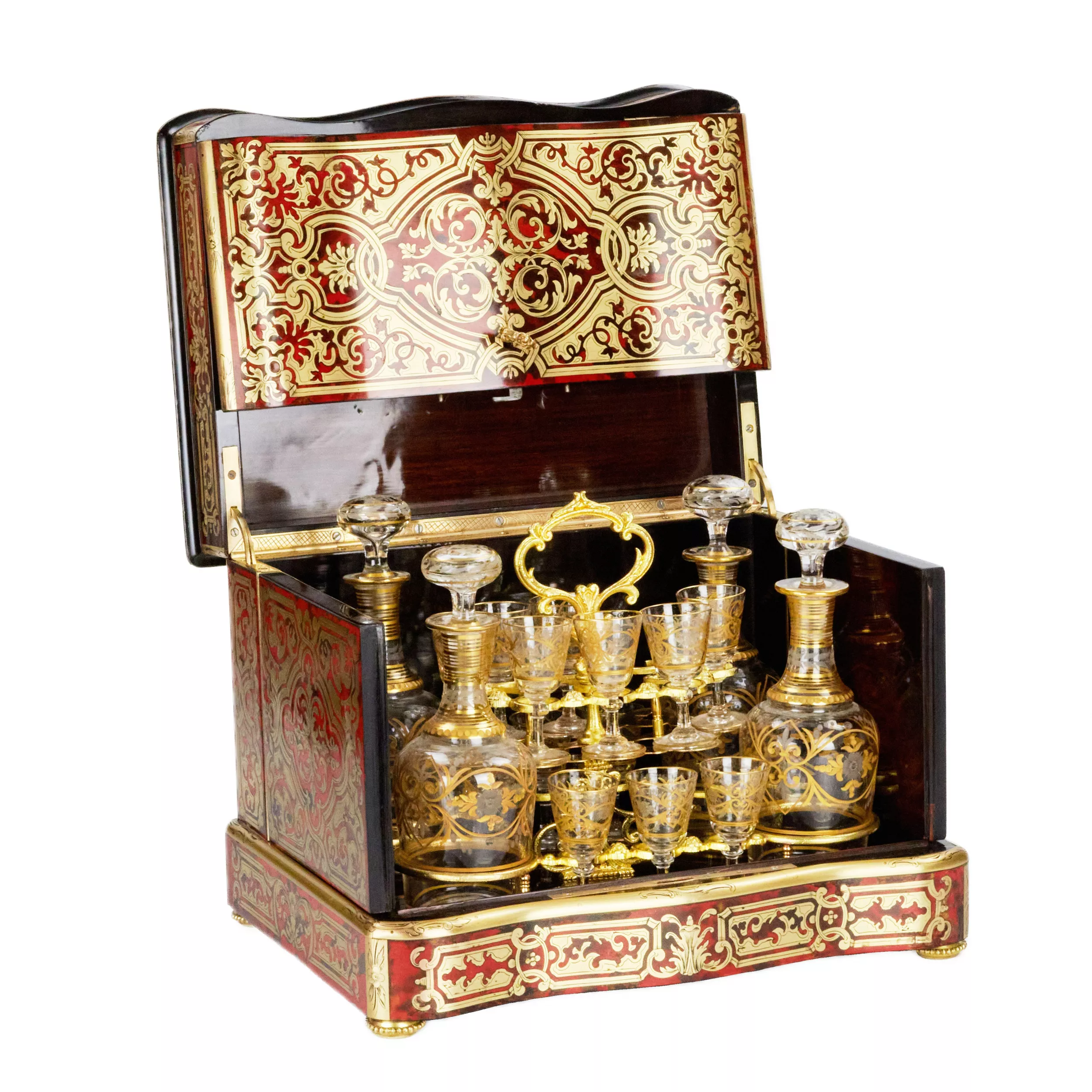Carriage bar in marquetry, Napoleon III style. TH. ANNEE 22 rue Chapon à Paris. 19th century. 