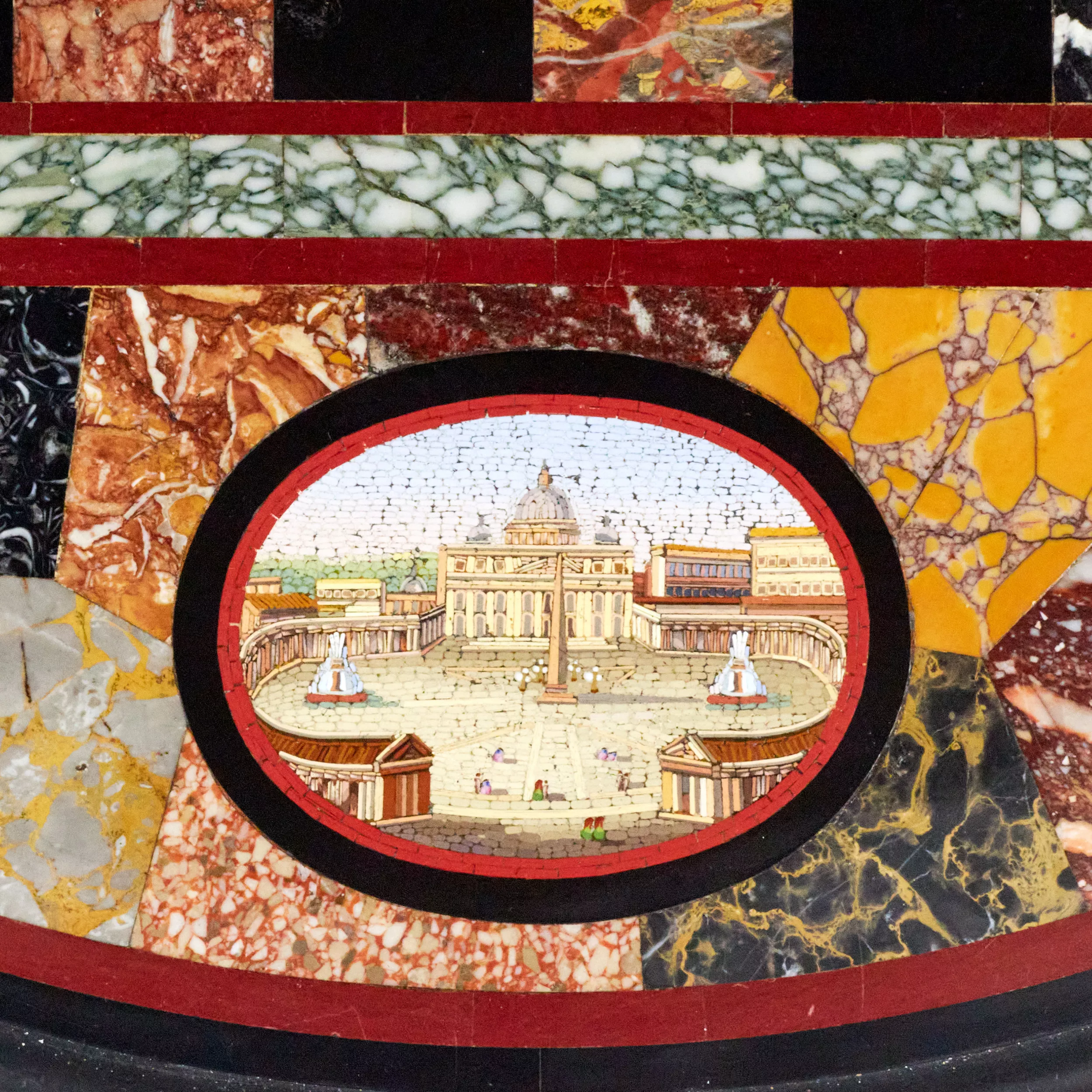 IMPRESSIVE CHESS TABLE WITH PRECIOUS ROMAN MOSAIC ON CARVED LEGS. ITALY. 19TH CENTURY