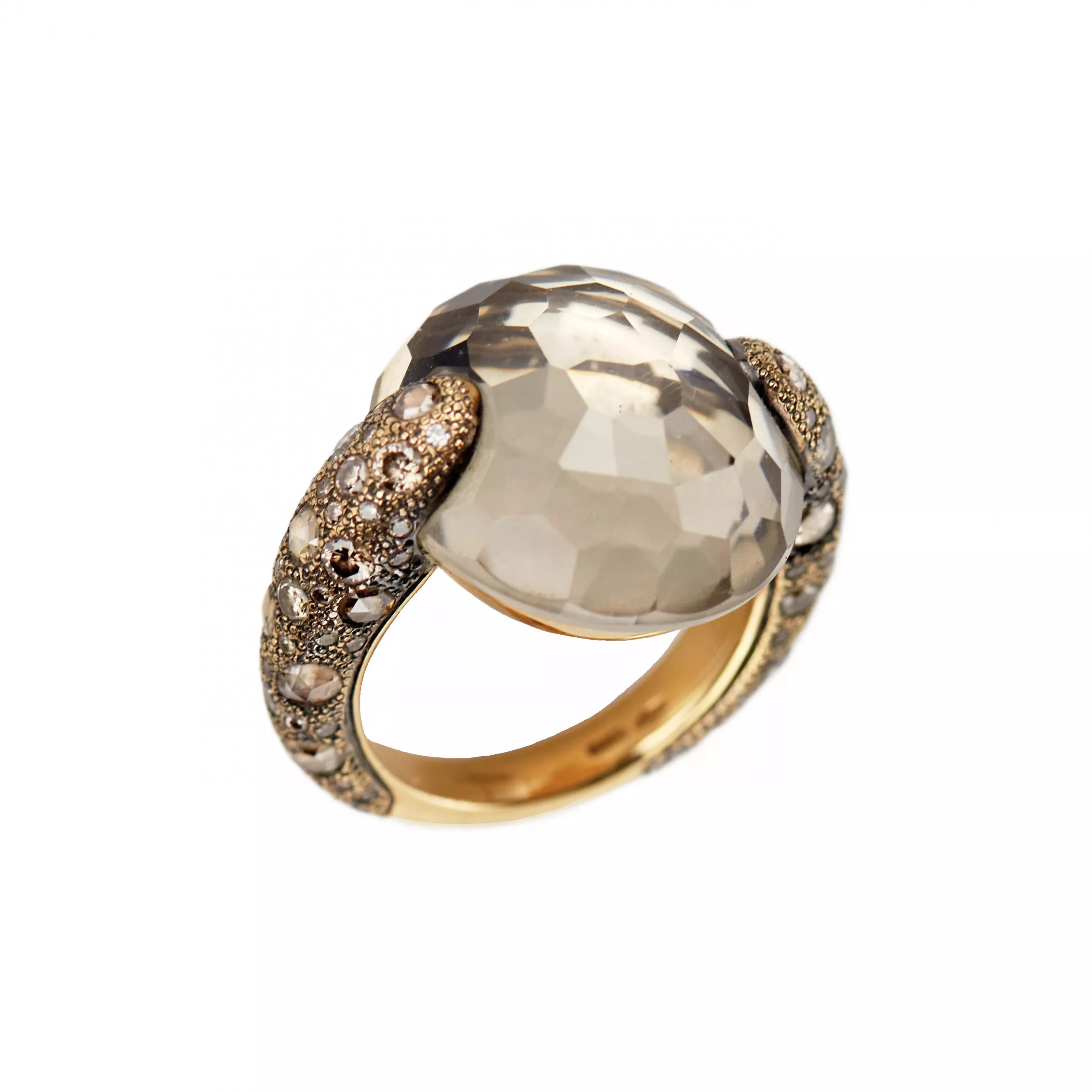 COCKTAIL RING POMELLATO TANGO WITH SMOKY QUARTZ AND DIAMONDS. ITALY, 21ST CENTURY