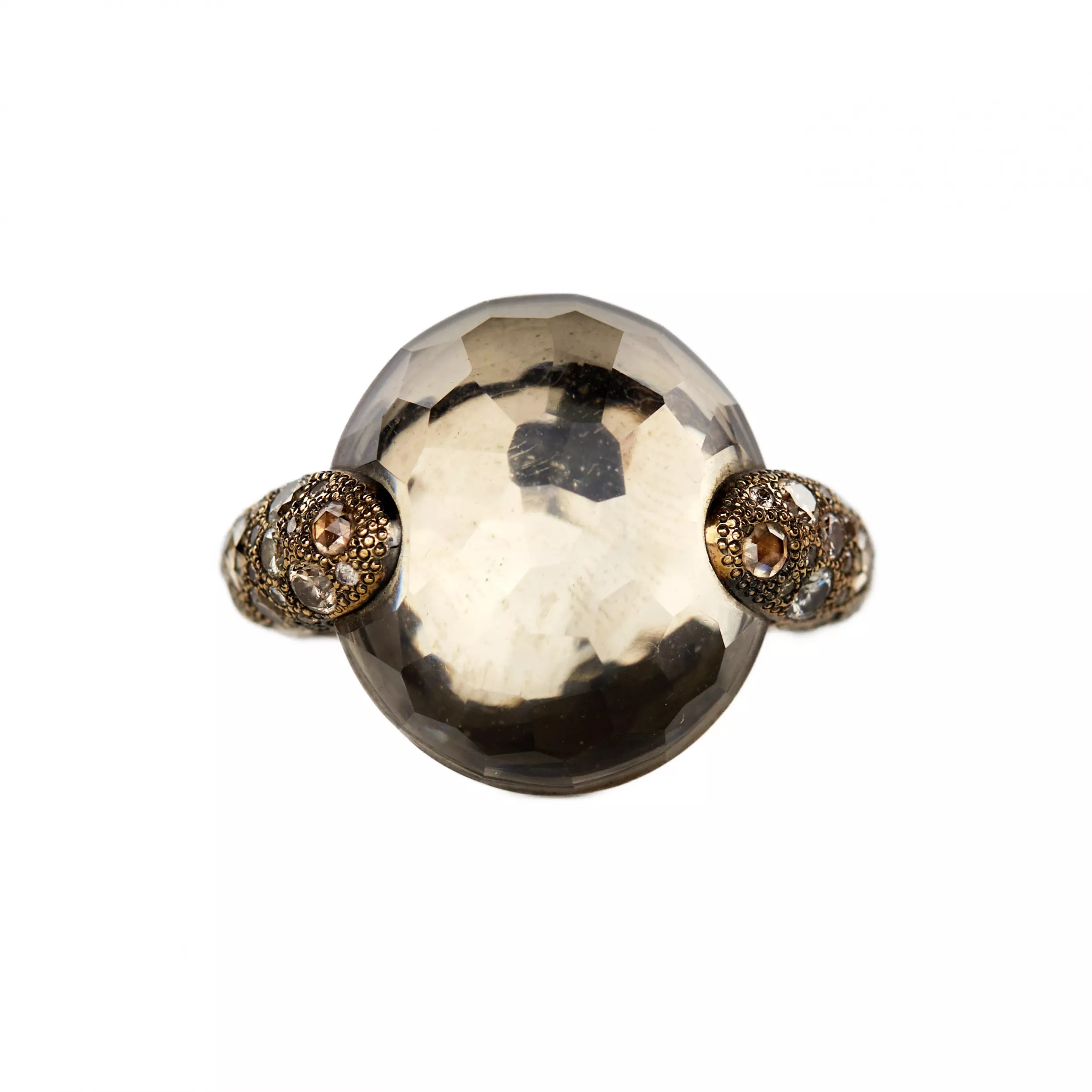 COCKTAIL RING POMELLATO TANGO WITH SMOKY QUARTZ AND DIAMONDS. ITALY, 21ST CENTURY