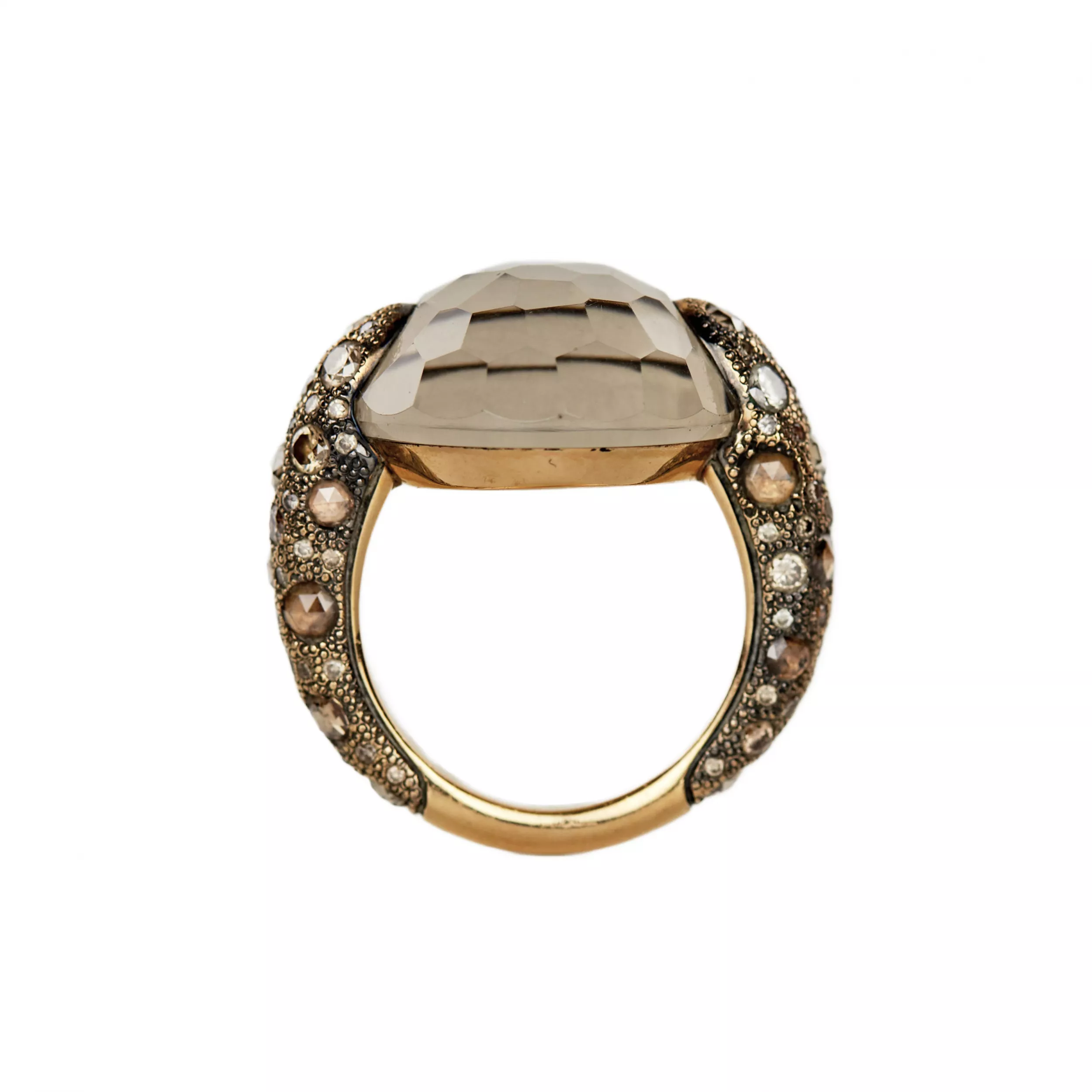 COCKTAIL RING POMELLATO TANGO WITH SMOKY QUARTZ AND DIAMONDS. ITALY, 21ST CENTURY