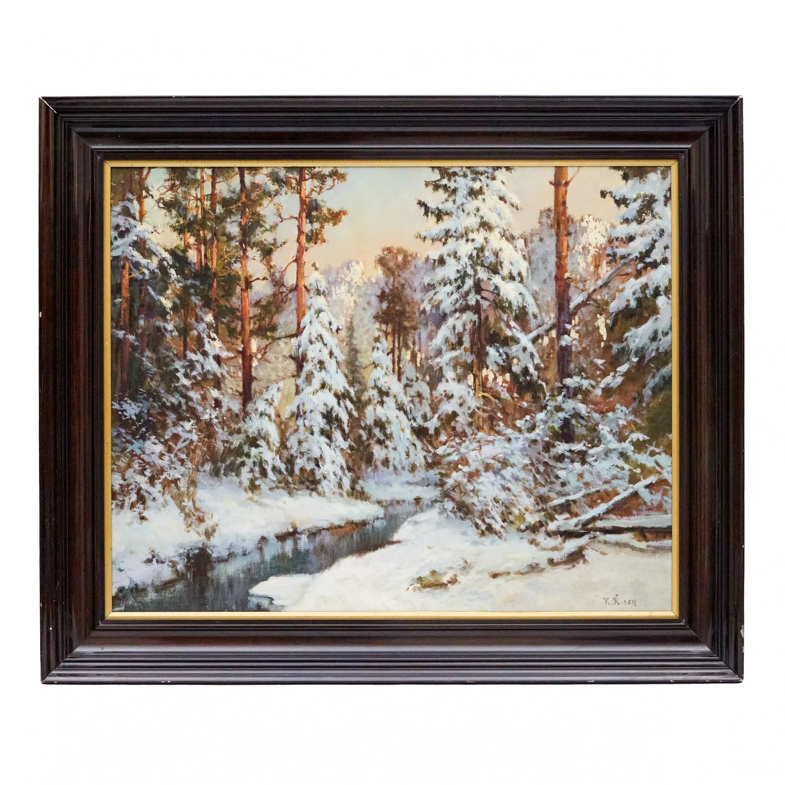 Carl Rosen. Paysage d`hiver. Fin du 19ème siècle. 