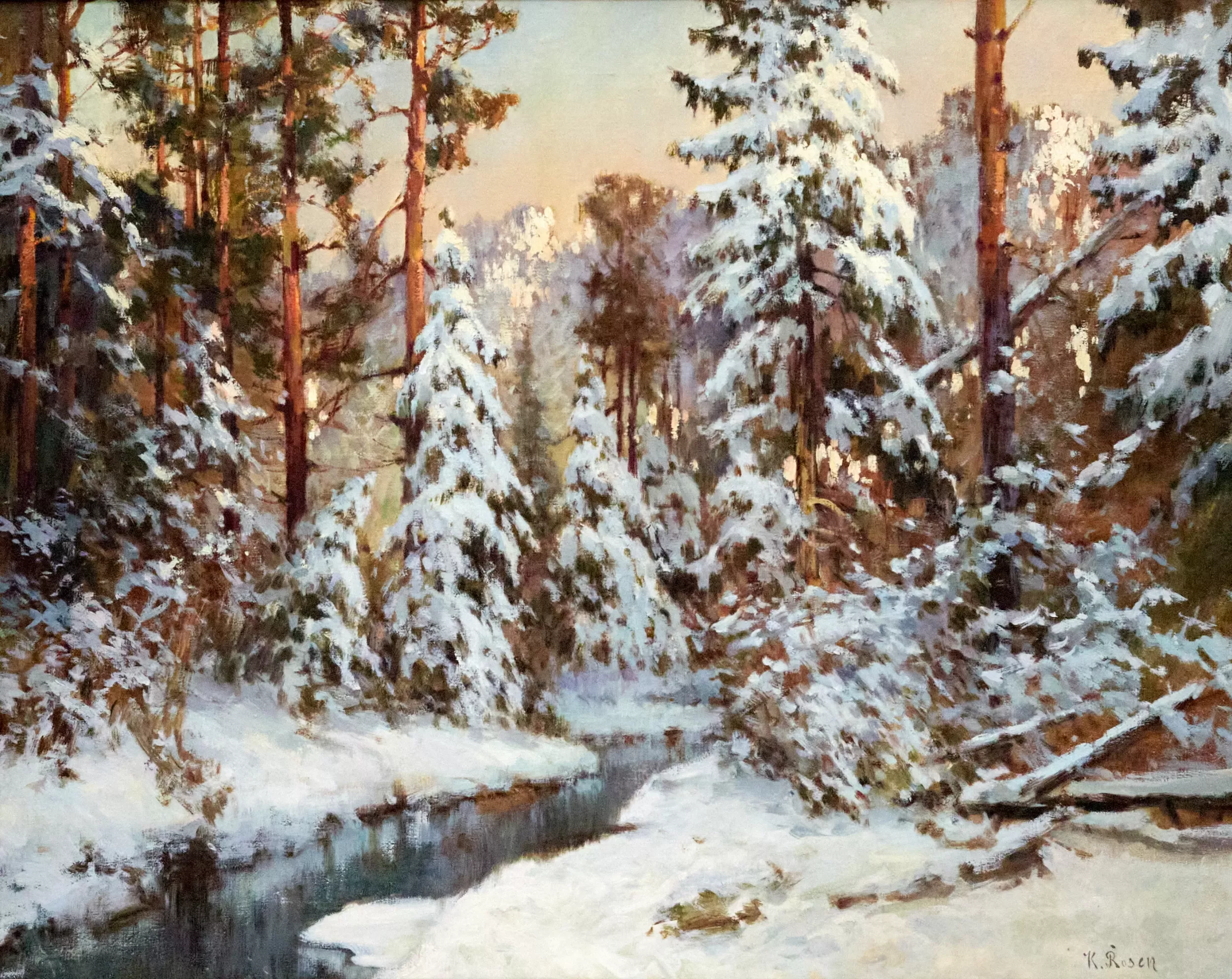 Carl Rosen. Paysage d`hiver. Fin du 19ème siècle. 