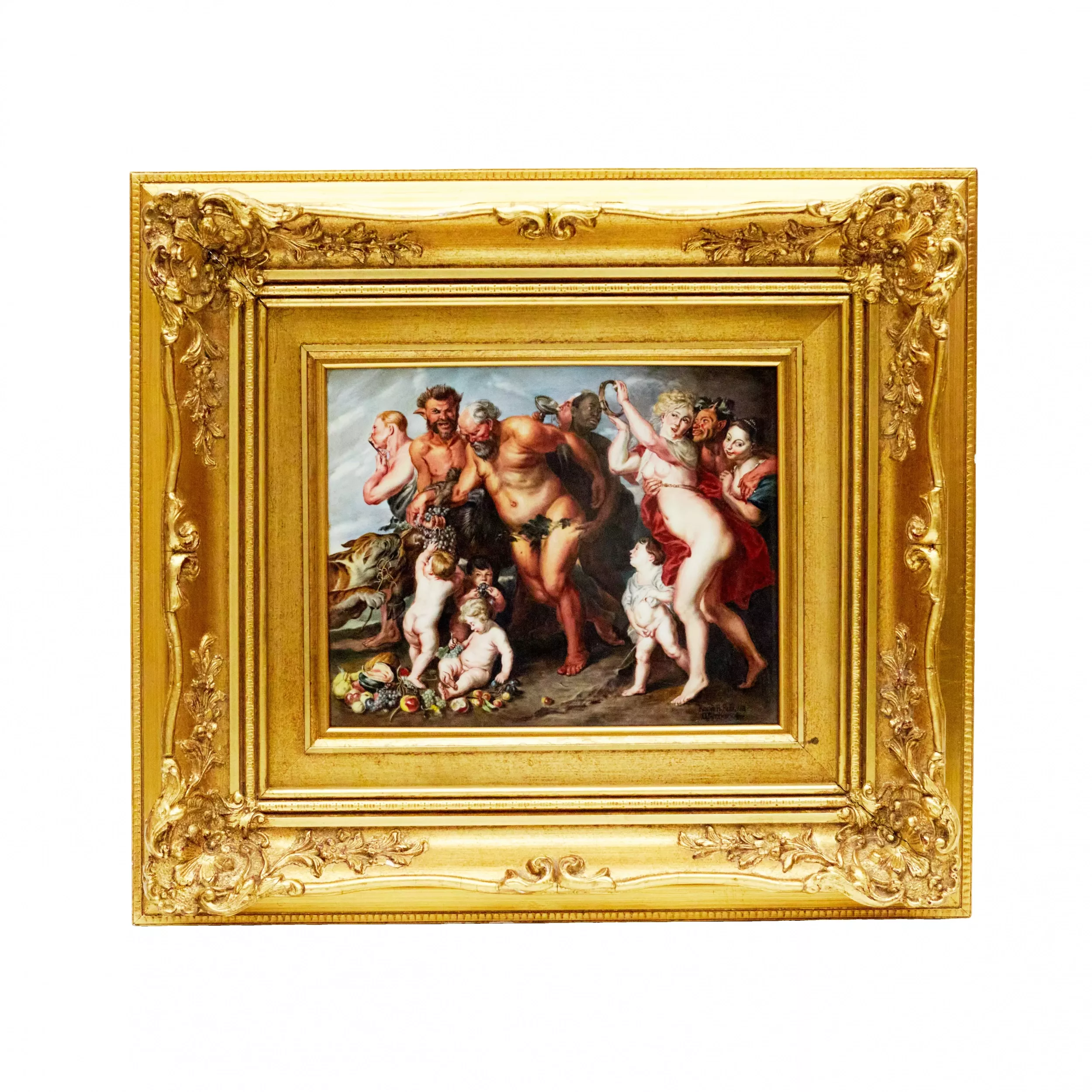 Couche de porcelaine selon P.P. Rubens. Silène ivre. 19ème siècle. 