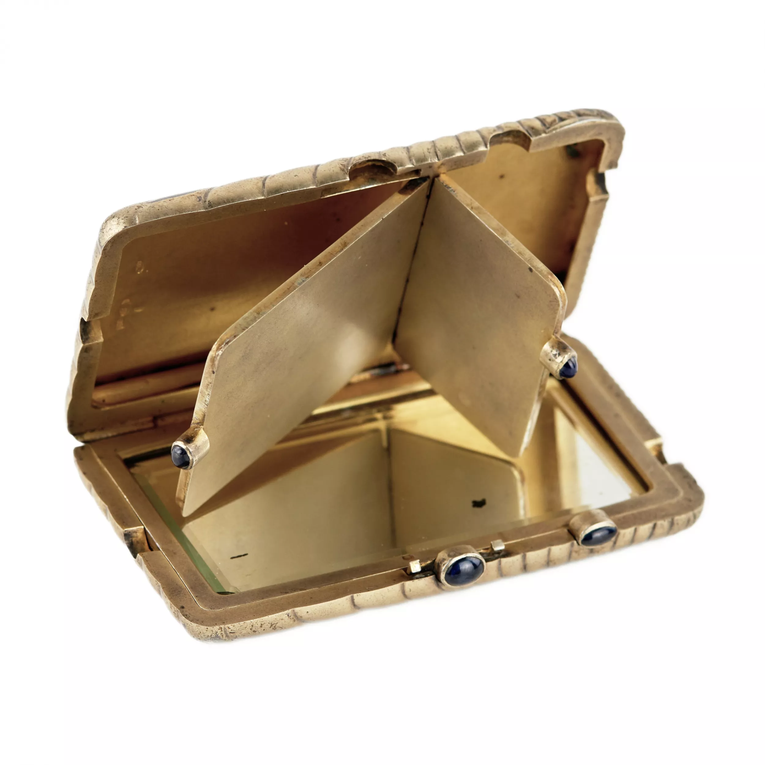 Boîte à poudre d`origine en argent à double feuillet. 